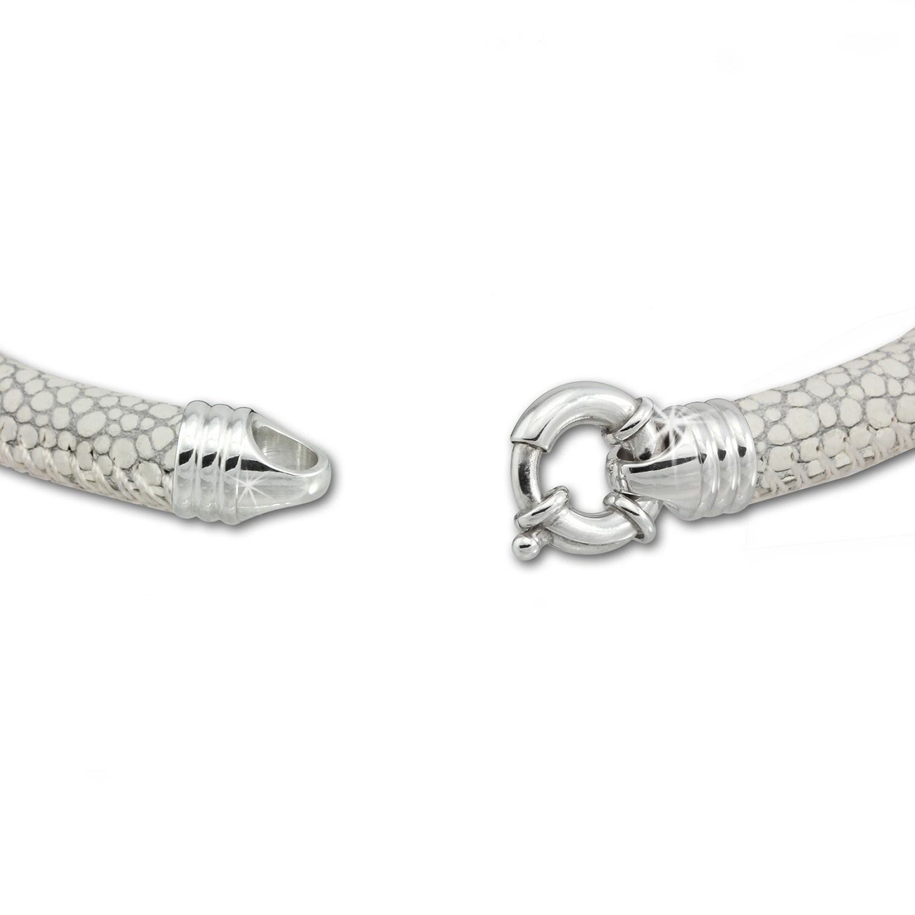 SilberDream Silberarmband 6mm Armbänder aus für weiß 925 (Armband), Silber, Sterling Armband Damen Farbe: SilberDream weiß Leder