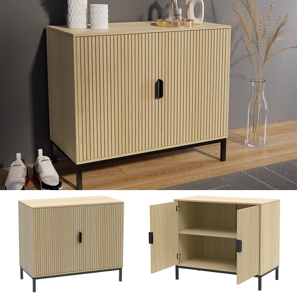 Vicco Highboard Lennox, Eiche/Schwarz, 80 x günstig online kaufen