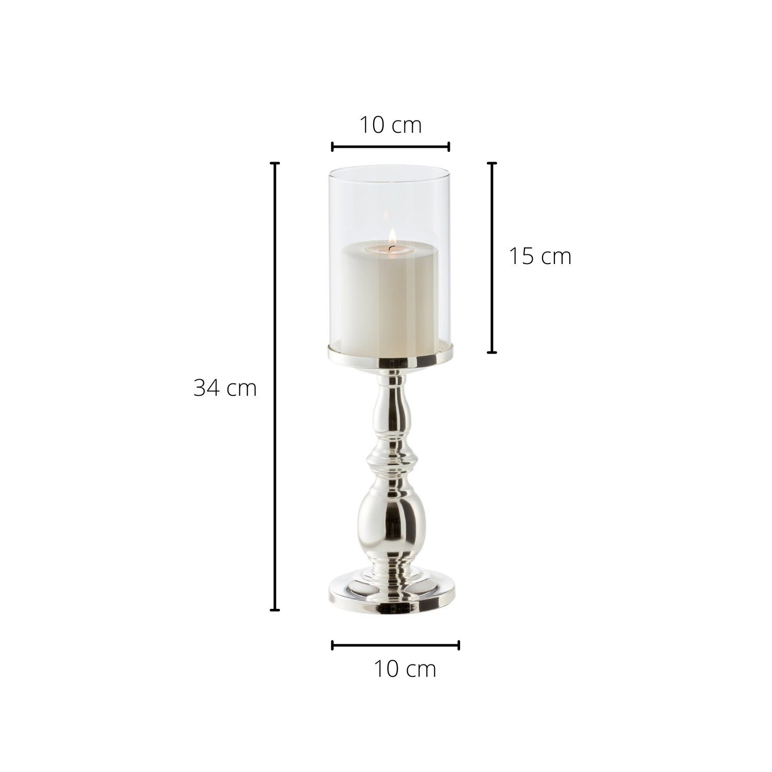 EDZARD Kerzenhalter Mascha, Stumpenkerzen, für im Design, cm Kerzenständer versilbert anlaufgeschützt, und 34 Kerzenleuchter modernen Höhe