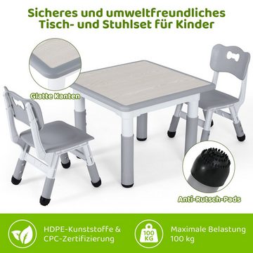 TLGREEN Kindersitzgruppe Kindertisch mit 2 Stühlen, (3-tlg), Kindermöbel Plastik, Sitzgruppe Höhenverstellbar