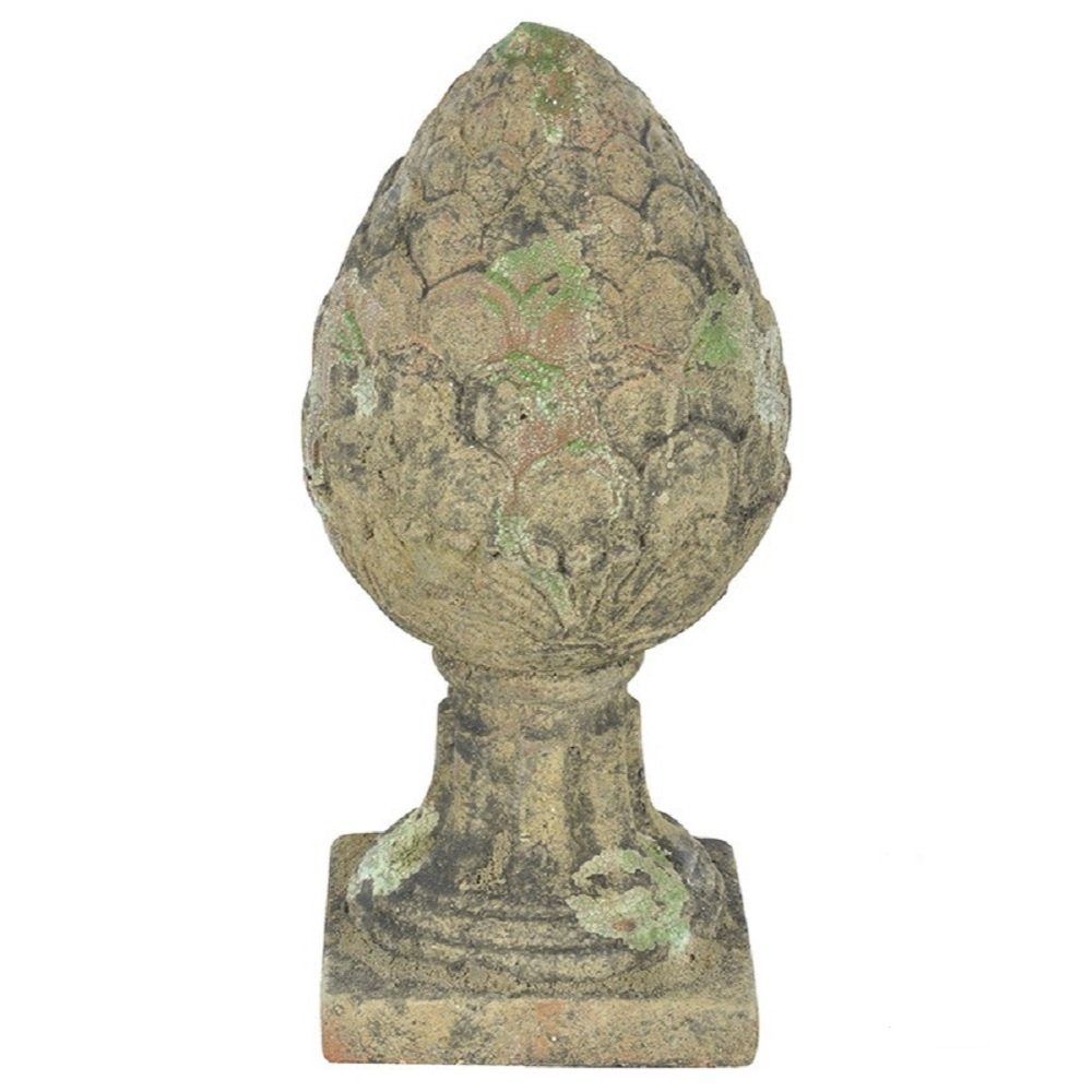 Pinienzapfen, Zapfen, Pinienzapfen Dekoobjekt Pfeilerschmuck, bemooster Keramik aus im Linoows Barock künstlich Antiksti