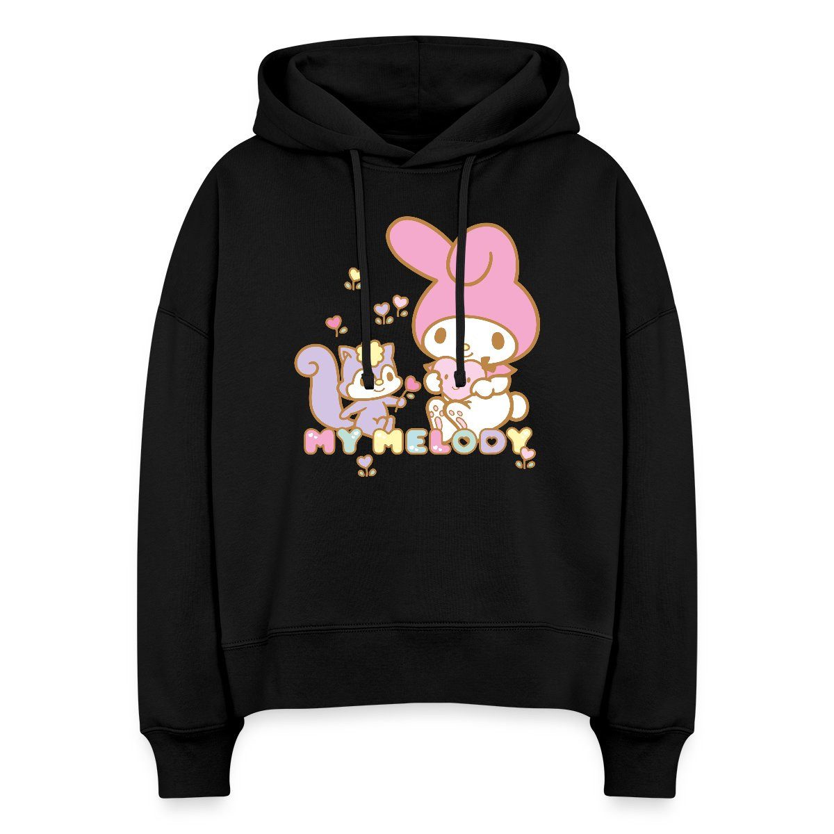 Hoodie My Melody Pflückt Mit Risu Herzblümchen Frauen Boxy Organic Hoodie