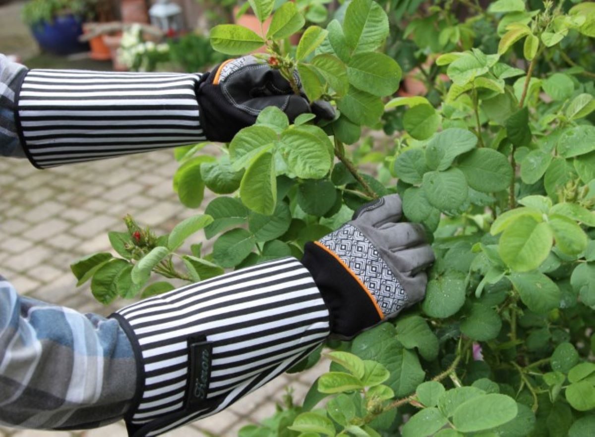 Kerbl Gartenhandschuhe 2 Paar Rosenhandschuh Gr. 10/XL lange Stulpe schwarz grau (2, Paar) geeignet für dornigen Pflanzen, Sträuchern