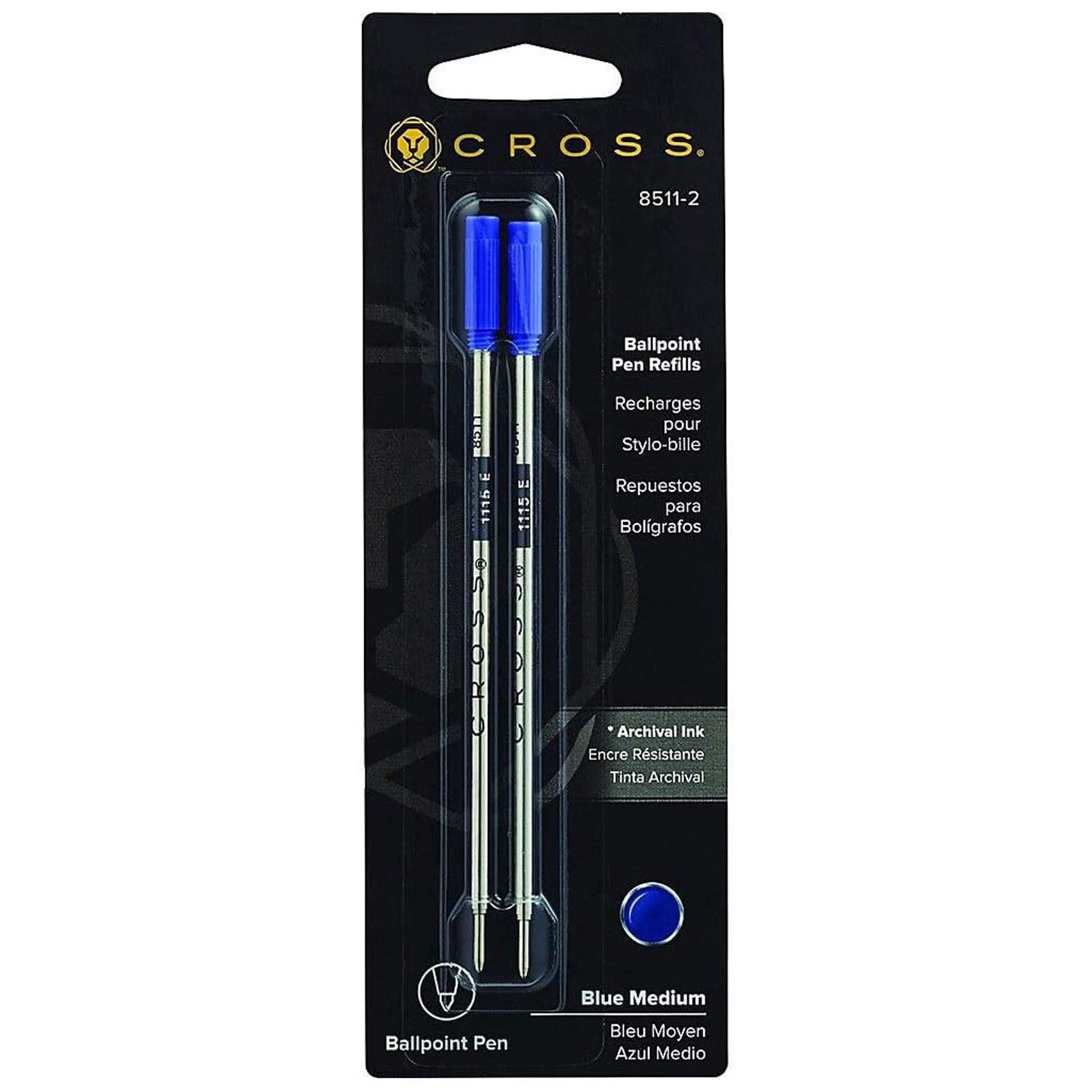 CROSS-USA Kugelschreibermine CROSS Kugelschreiberminen Standard blau, mittel, 2 Stück im Blister