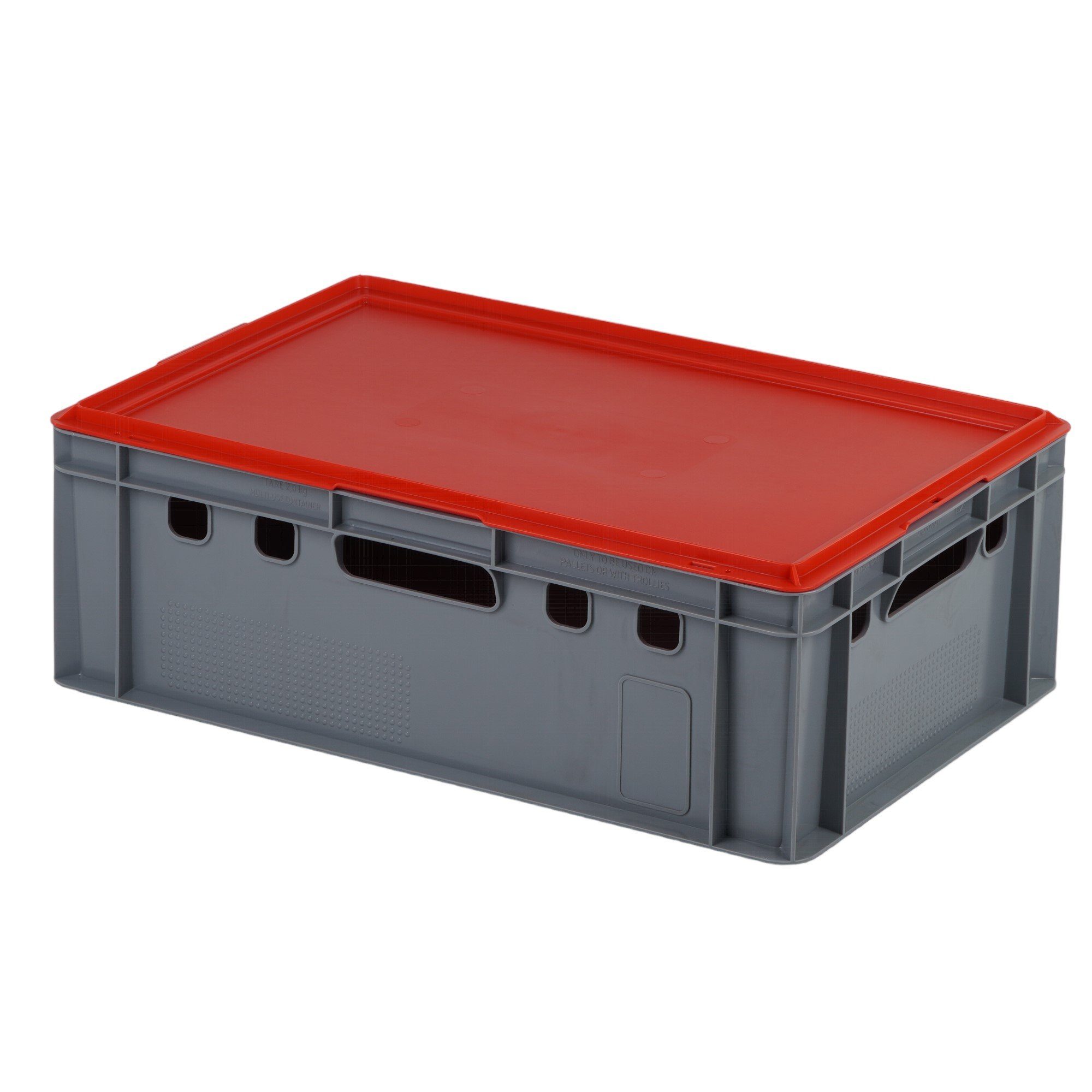 Logiplast Transportbehälter E2 Kiste mit rotem Deckel, (Spar-Set, Eine E2 Kiste mit rotem Deckel), lebensmittelunbedenklich, robust, leicht zu reinigen
