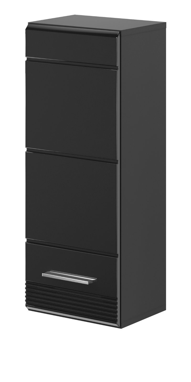 xonox.home Hängeschrank Linus 77 in (Badschrank 3 cm) 30 schwarz, Fächer x Hochglanz