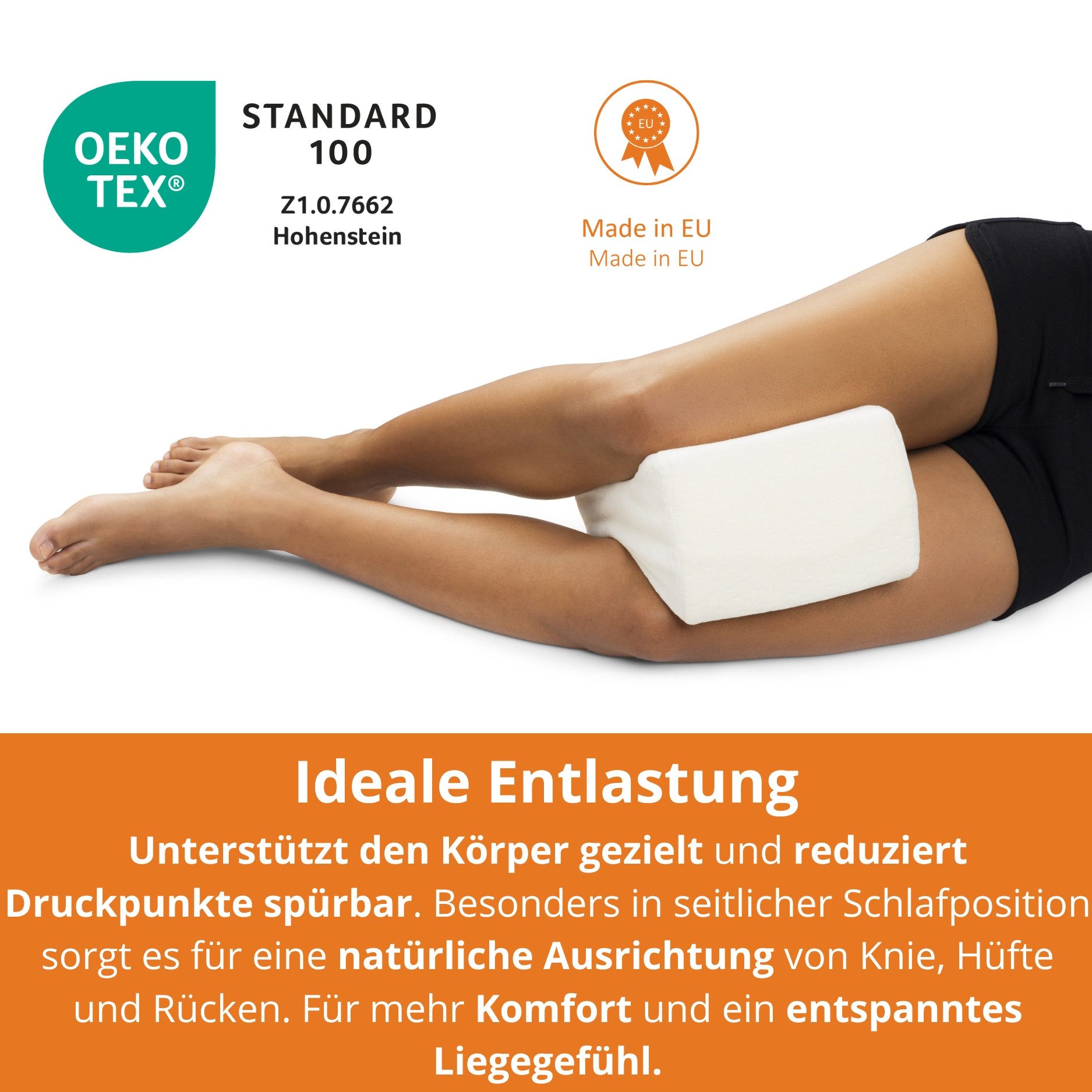 sleepling Kniekissen orthopädisches Beinkissen, (1-St., Memory Foam Kissen), für Seitenschläfer