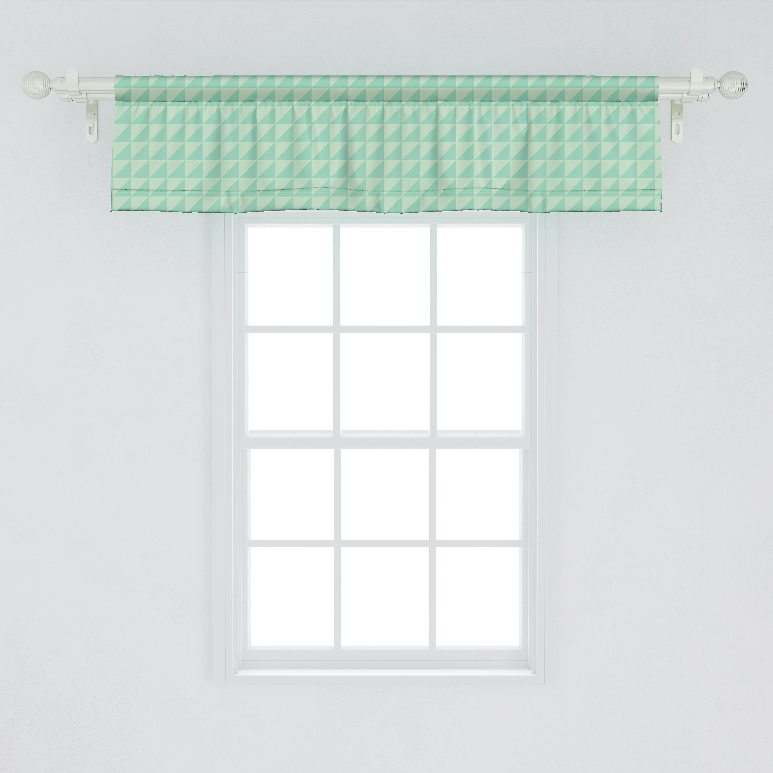 Scheibengardine Vorhang für Stangentasche, Minze Volant Halb Dekor Squares Abakuhaus, Microfaser, Schlafzimmer Küche Triangles mit