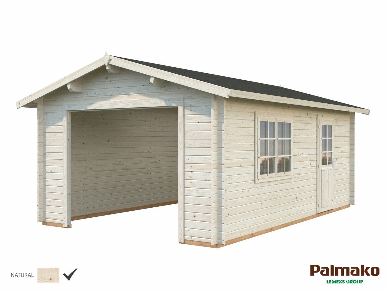 Thumbnail - Palmako Garage Holzgarage Roger 19,0 ohne Tor naturbelassen, Einzelgarage aus Holz