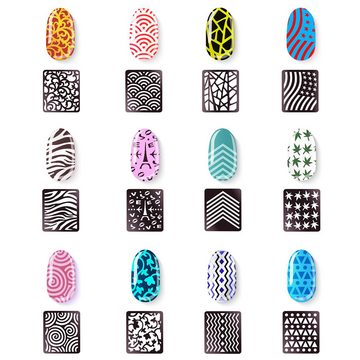Lubgitsr Nagel Nagelsticker, 12 Blatt Selbstklebend Nagelaufkleber Nail Art Sticker, 12-St.