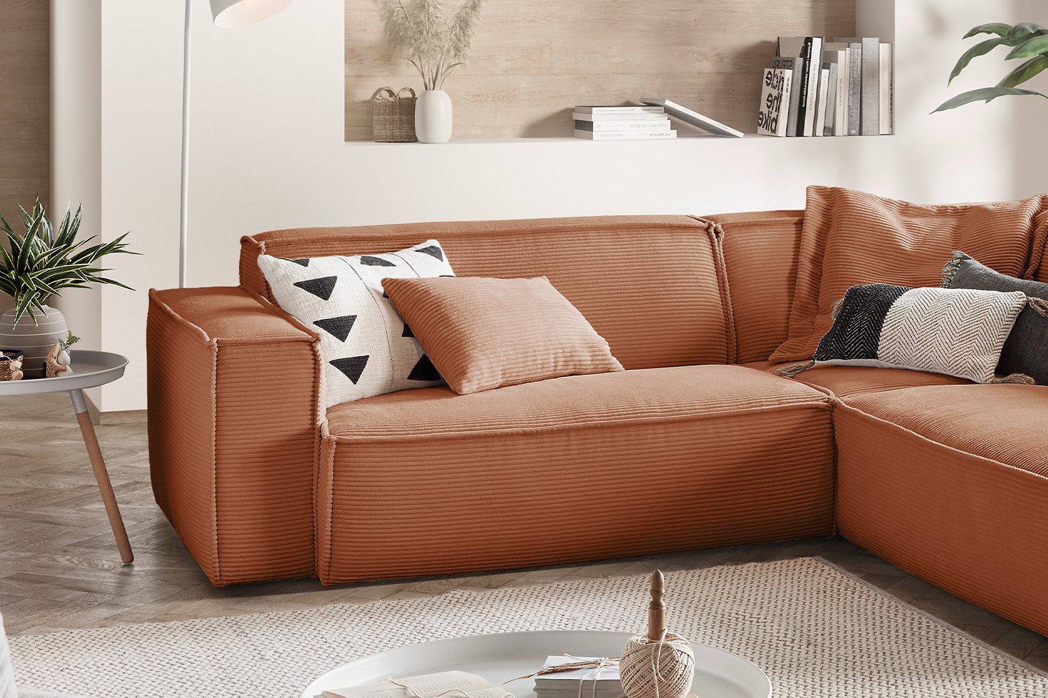 Sofa links, od. rechts SAMU, Farben Ecksofa Recamiere rost Cord, KAWOLA versch.