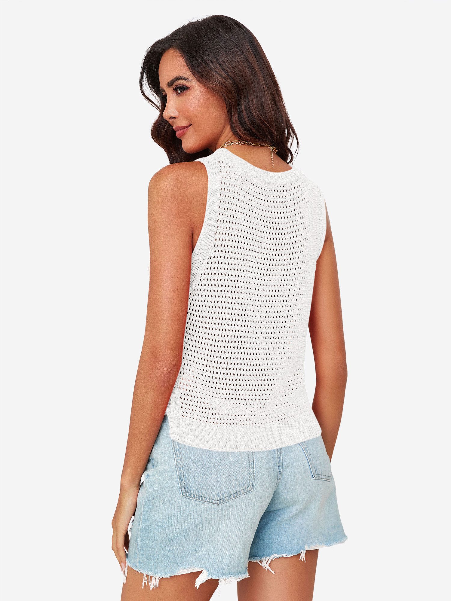 Imily Bela Tanktop Damen Gehäkeltes ärmelloses Crop-Shirt (Packung, 1-tlg., 1per-Pack) Gehäkelt