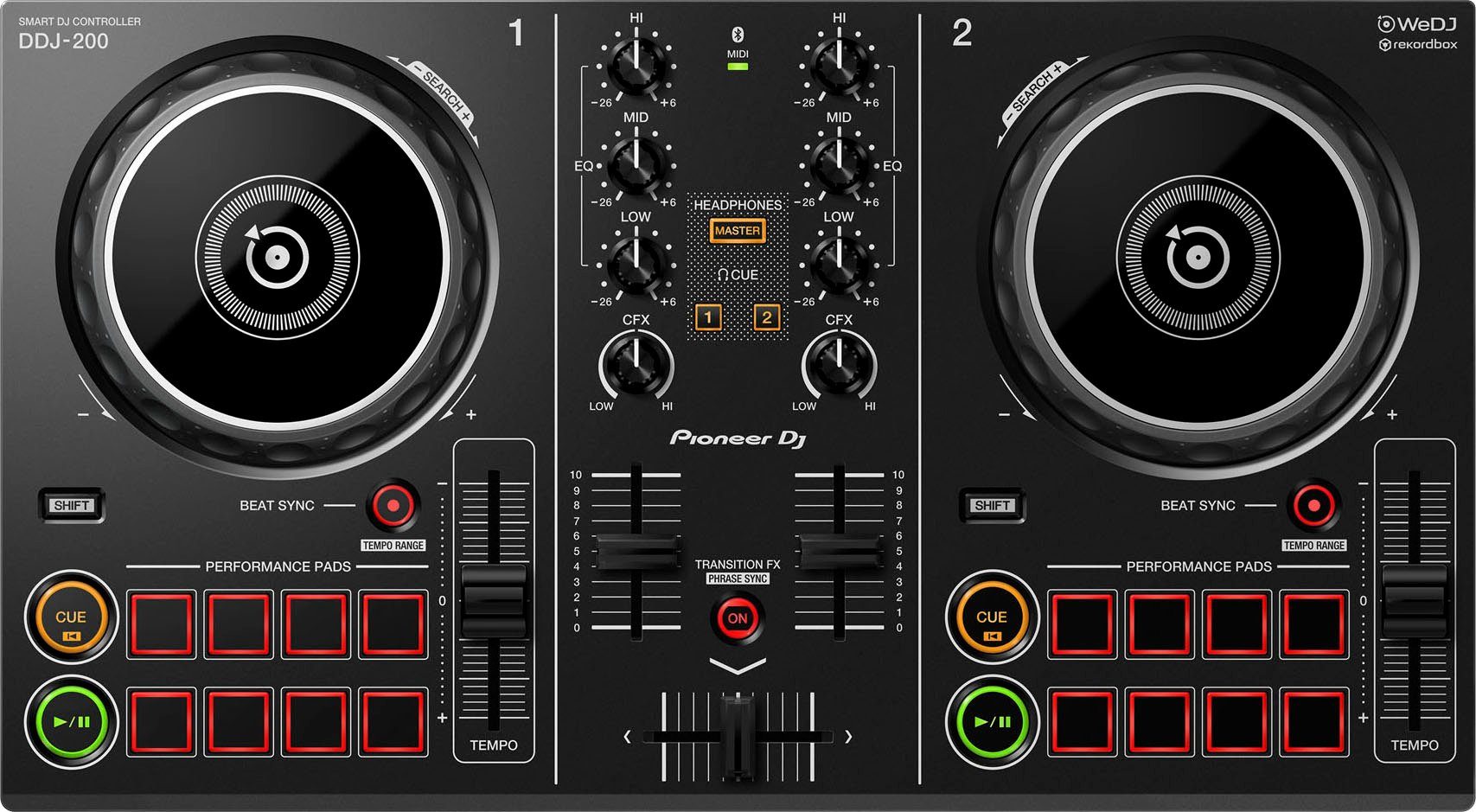 Pioneer DJ DDJ-200 DJ-CD-Player (Bluetooth, CD, USB-Audiowiedergabe)