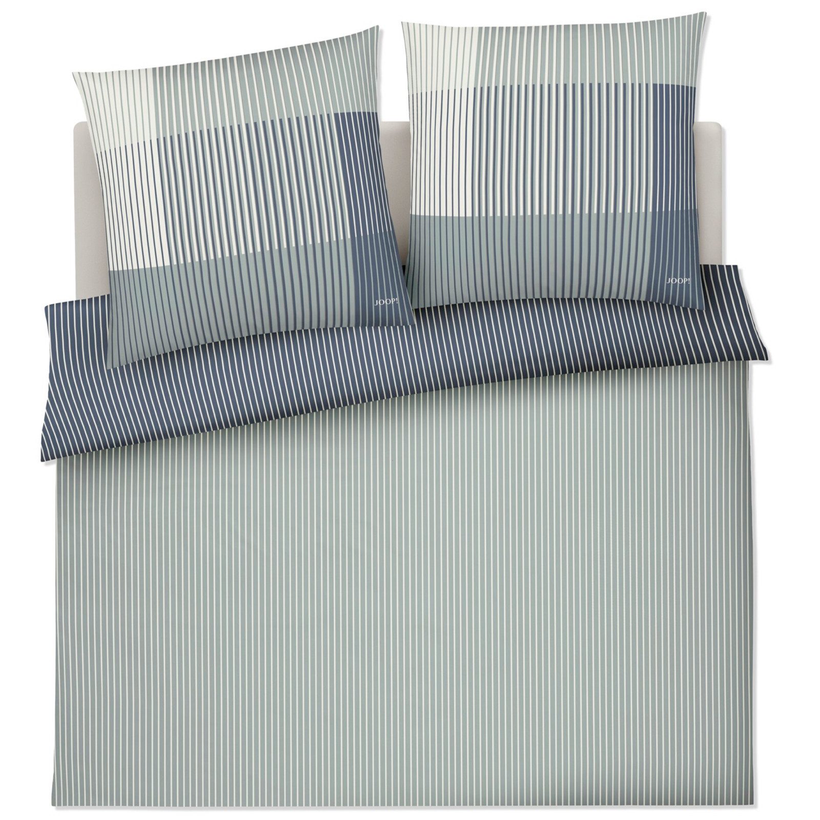 JOOP! Bettwäsche Devided 4113 04 Salbei, Mako-Satin, 2 teilig, Streifen, Linien