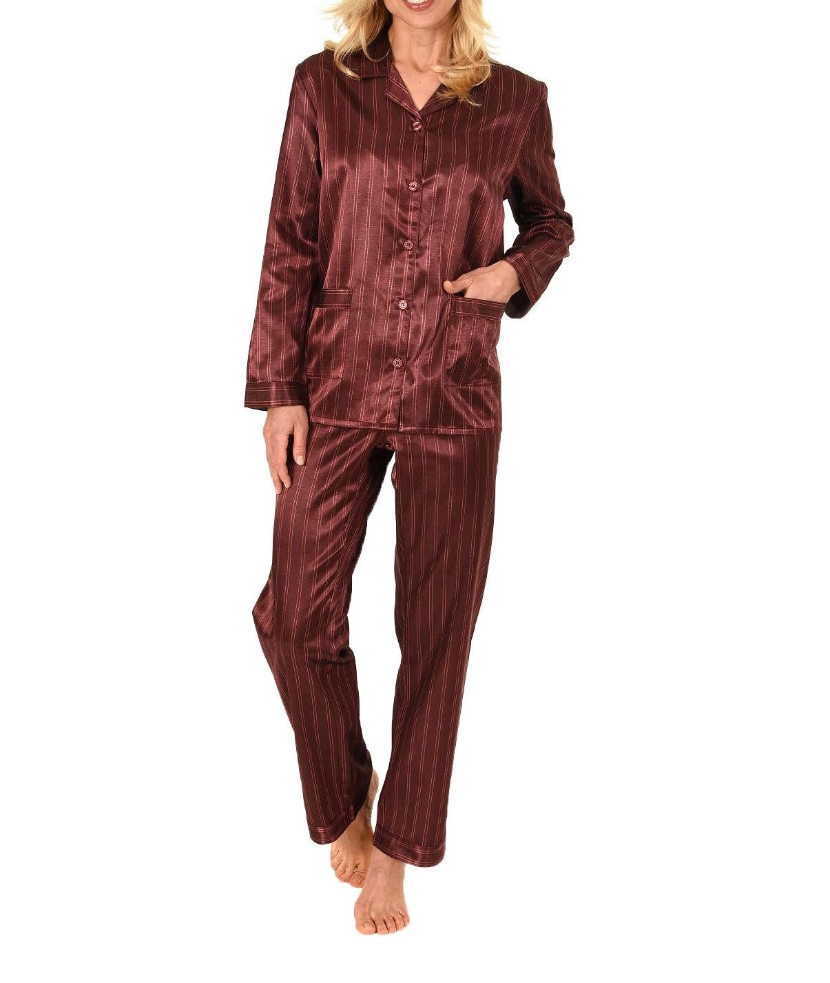 Normann Pyjama Langer Satin Pyjama, durchgeknöpft - 61509
