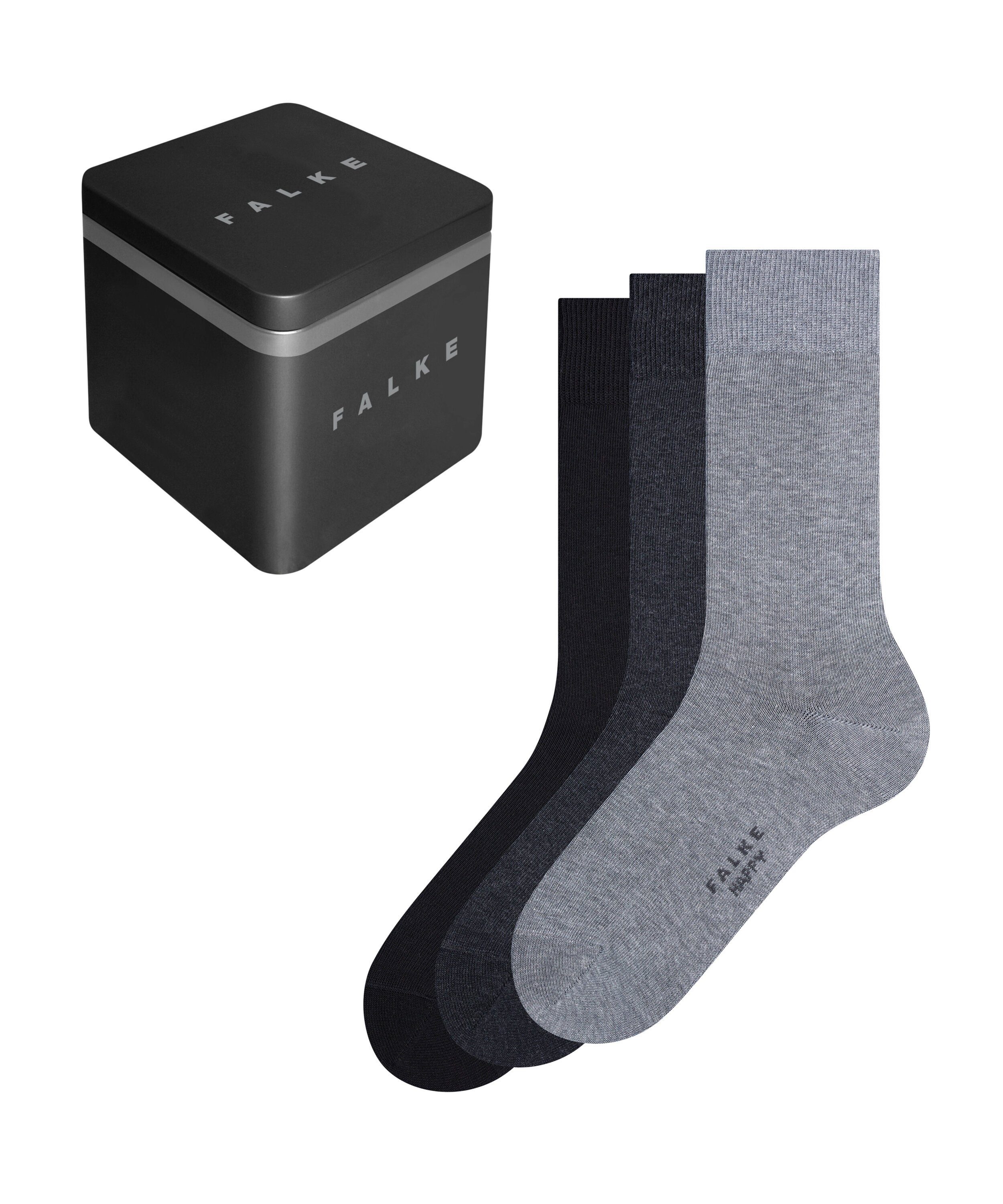FALKE Socken Happy Box 3-Pack (3-Paar), Hochwertige Metall-Geschenkbox,  ideal zum Verschenken
