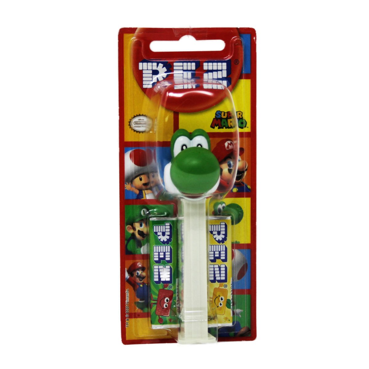 PEZ Süßigkeit, Pez Yoshi Figur mit weißem Fuß plus 2 Päckchen süße Bonbons 17g