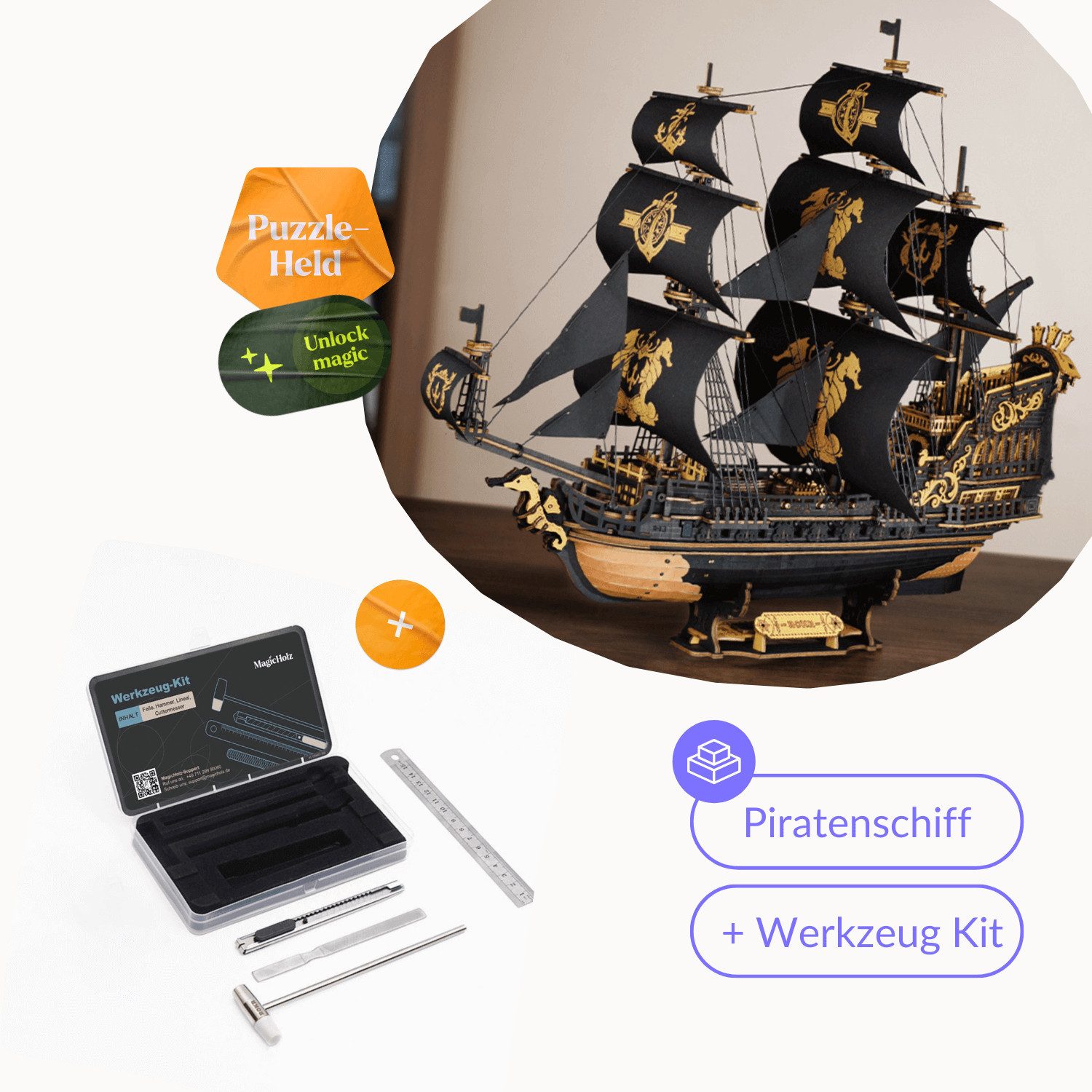 Robotime 3D-Puzzle Robotime The Seahorse Barque günstig online kaufen