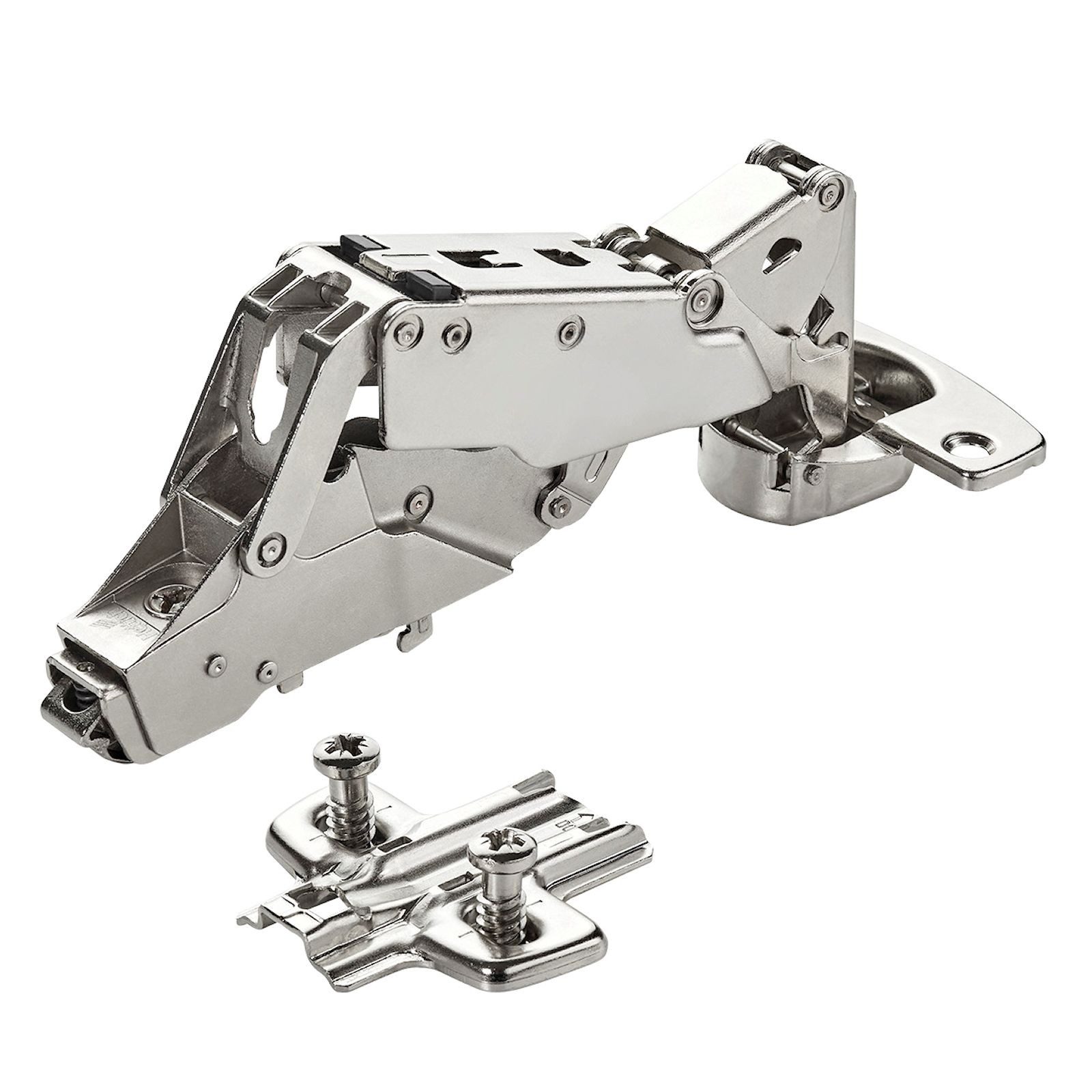 SO-TECH® Türbeschlag Softclose Weitwinkel Scharnier 165° Sensys 8657i (1 St), Mittelanschlag inkl. Montageplatte H: 0 mm mit Euroschrauben