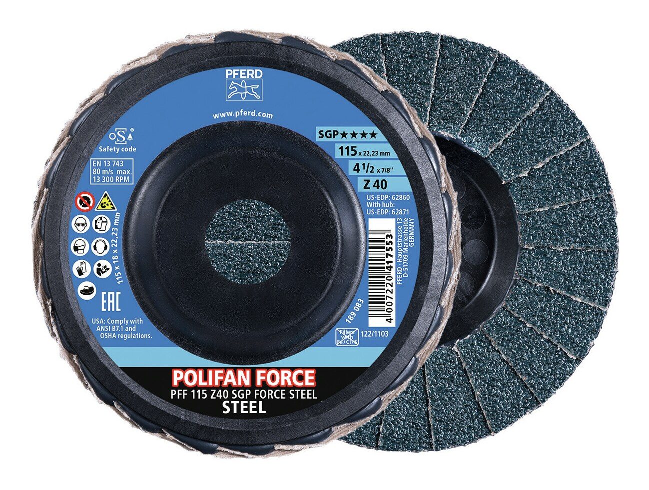 Pferd Schleifscheibe, Fächerschleifscheibe FORCE SGP STEEL Z
