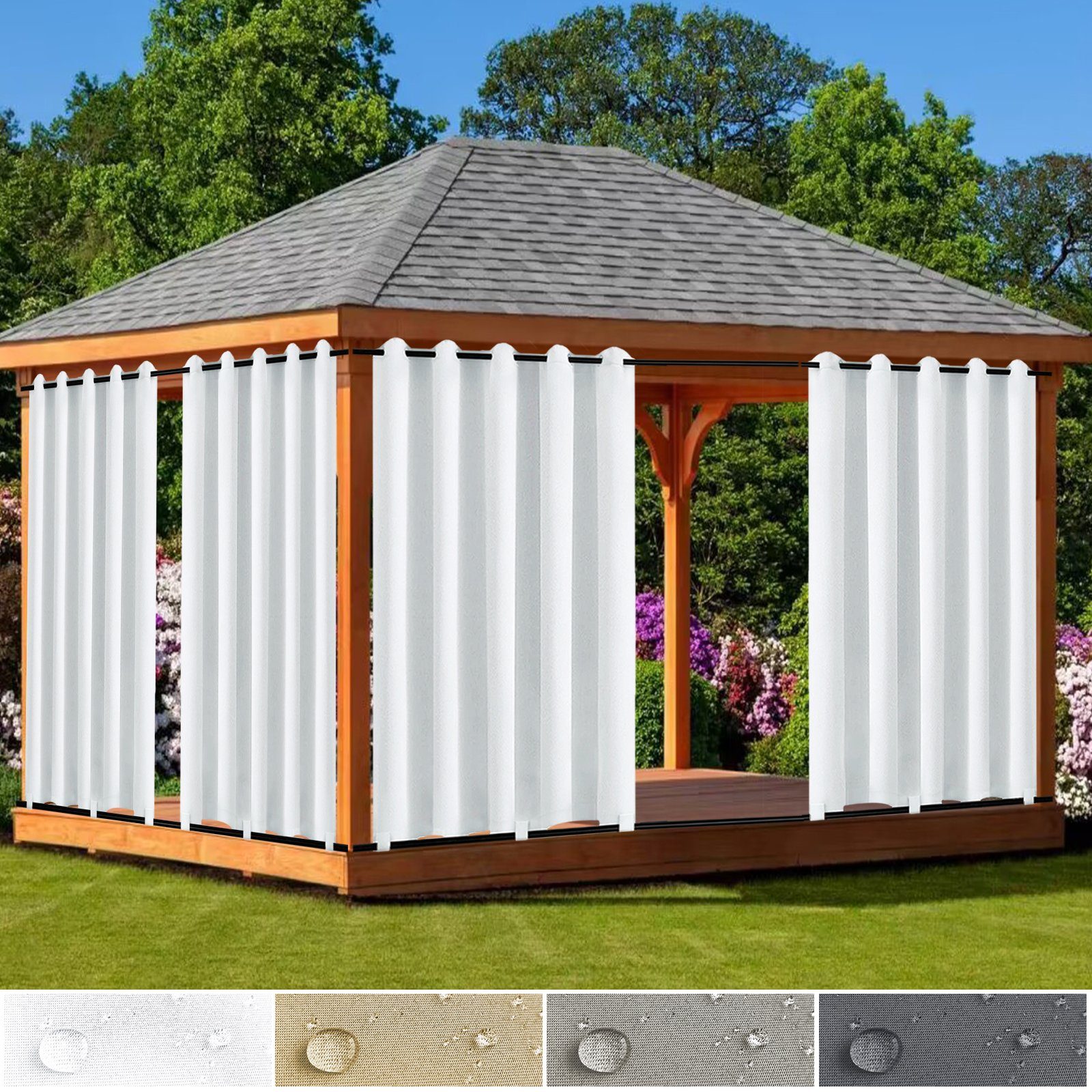 Jibenhome Outdoorgardine Outdoor Vorhang Wetterfest mit günstig online kaufen