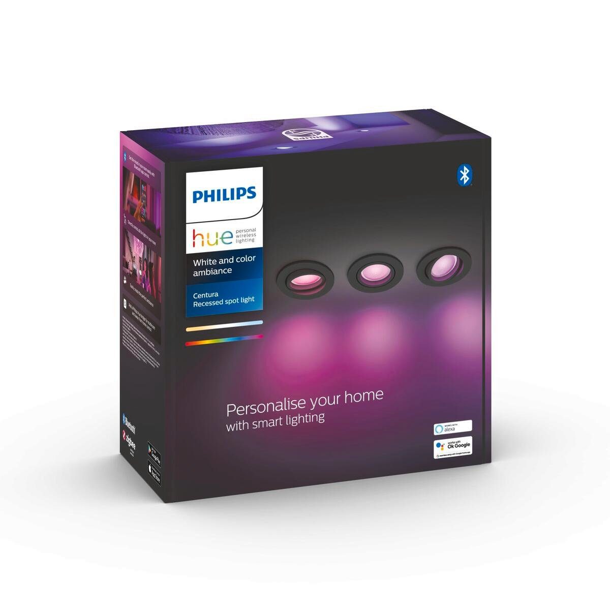 Hue Hue wechselbar Philips Deckenspot LED White&Color LED Philips Einbauspot, Centura