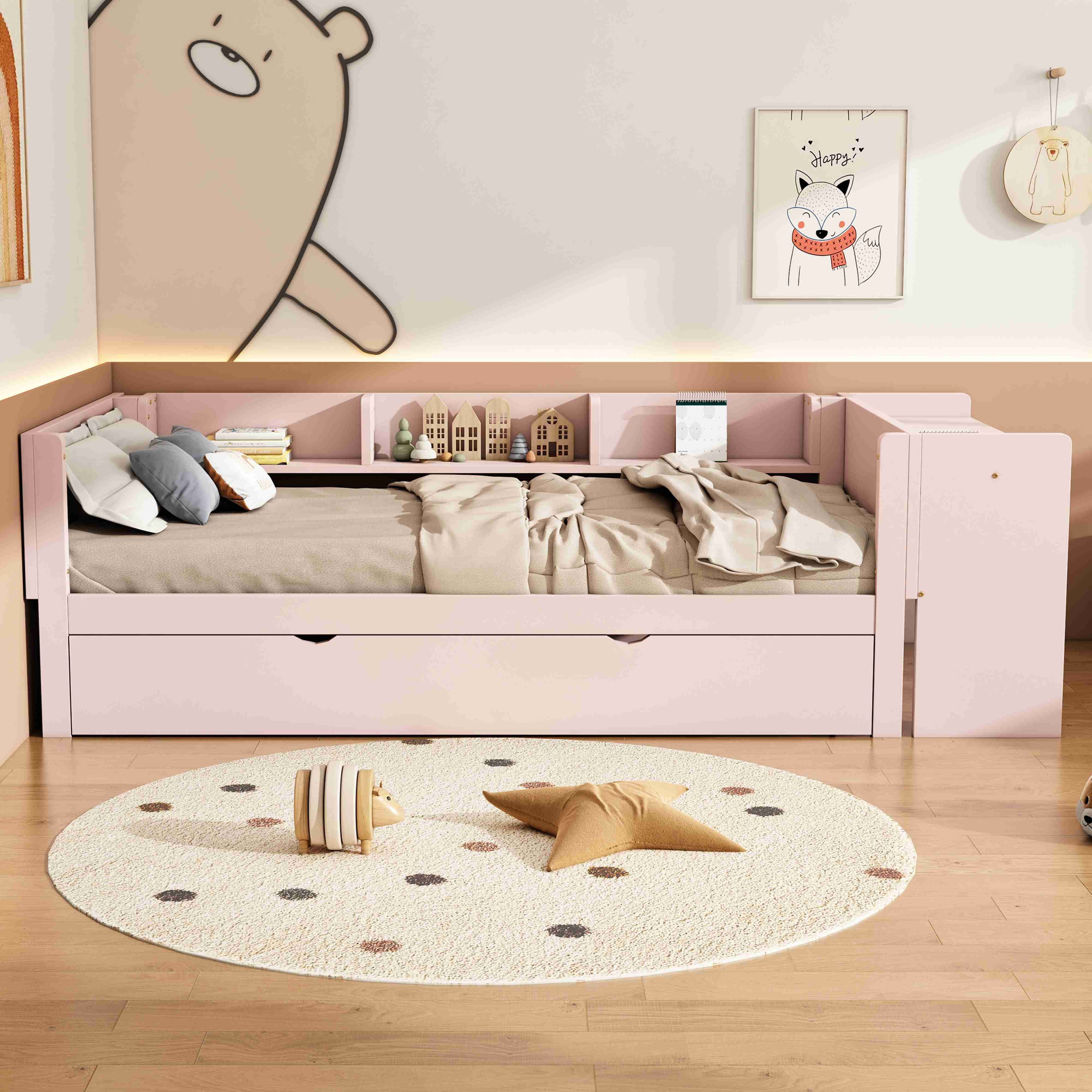 BlingBin Kinderbett Polsterbett Einzelbett mit ausziehbarem Bett (1-tlg., m günstig online kaufen