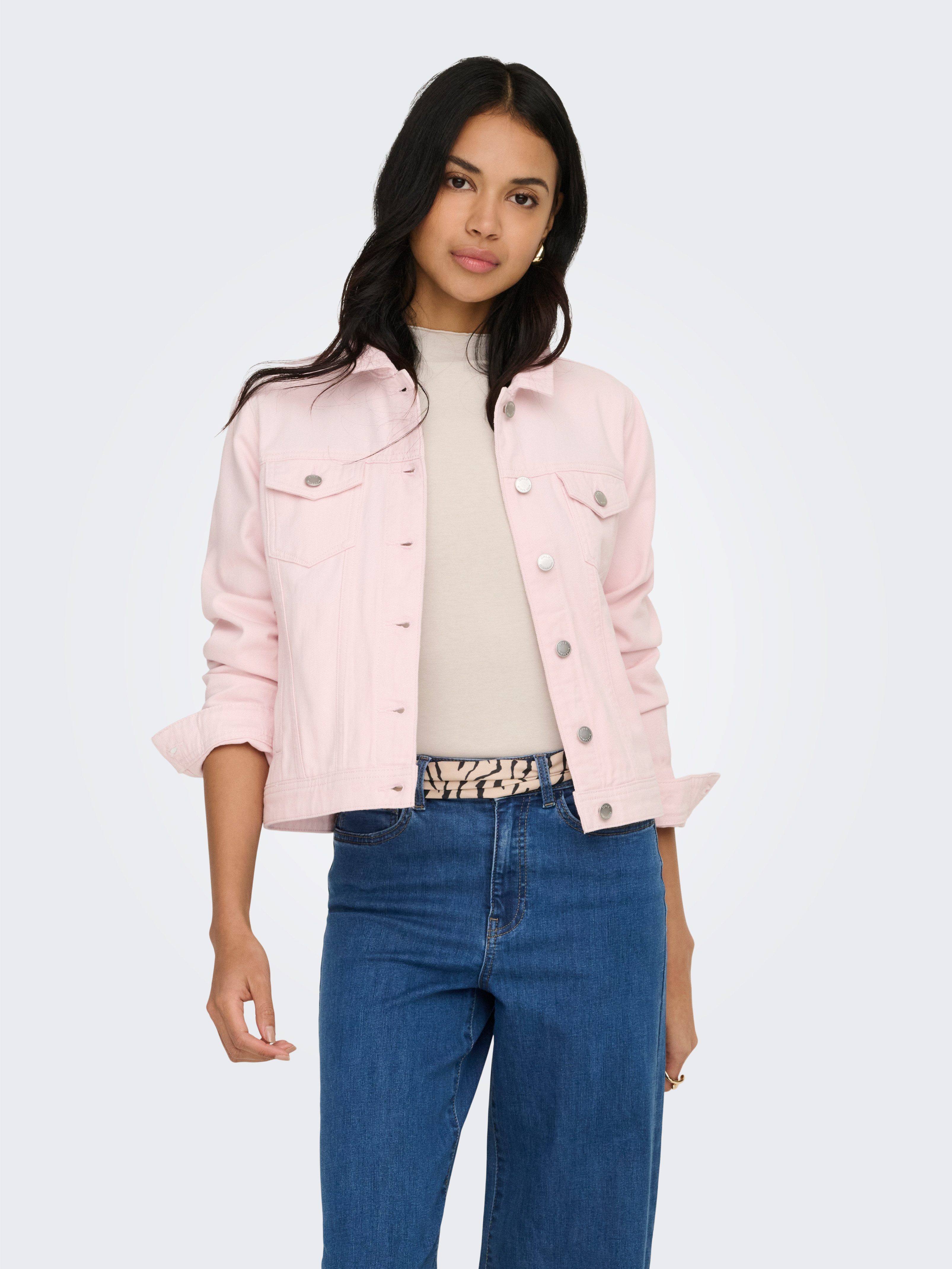 ONLY Jeansjacke ONLTIA L/S COLORED JACKET PNT RP mit durchgehender Knopfleiste