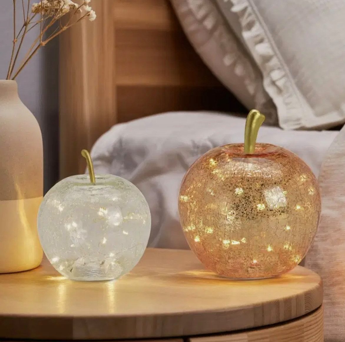 Seyila Home Dekofigur Dekorative Glas Apfel Leuchte mit LED, Crackle-Effekt günstig online kaufen