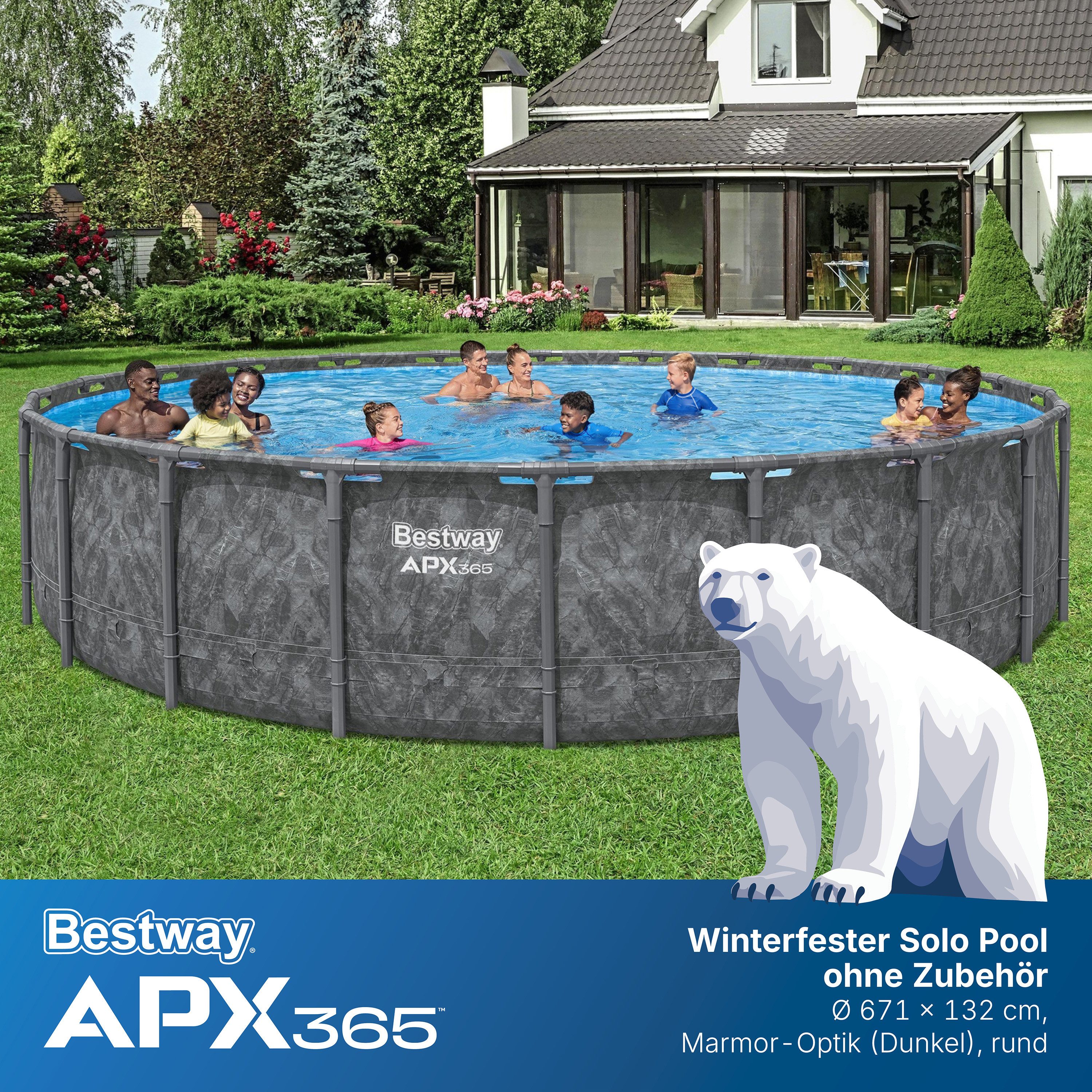 Bestway Framepool APX365 Winterfest (Packung, ohne Zubehör), Ø 671 x 132 cm