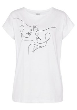 LASCANA Kurzarmshirt mit Frontdruck, T-Shirt aus Baumwolle