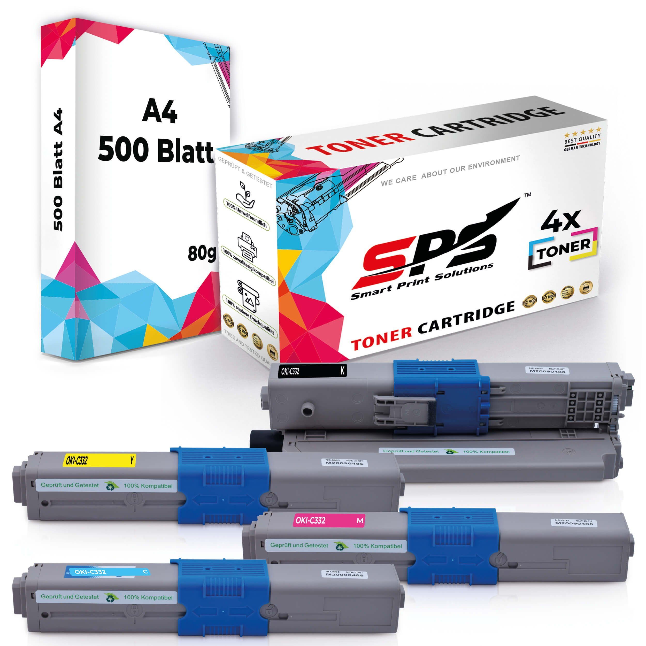 Magenta, Druckerpapier Tonerkartusche 465087, A4 Papier, Kompatibel Gelb), 500 Cyan, 4x 46508710 SPS 46508709 A4 Blatt) Schwarz1x 1x x Toner(1 1x OKI DIN für Pack + C332DN (4er 1x