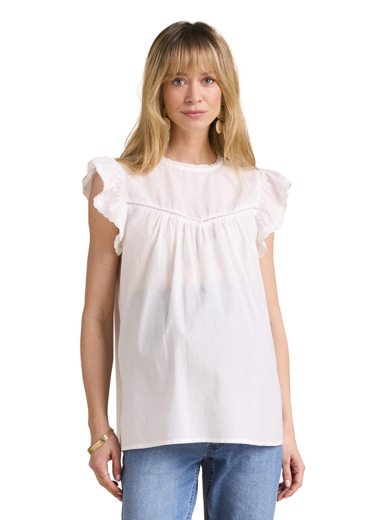 Kurzarmbluse Leichte Umstandsbluse mit Spitzendetails
