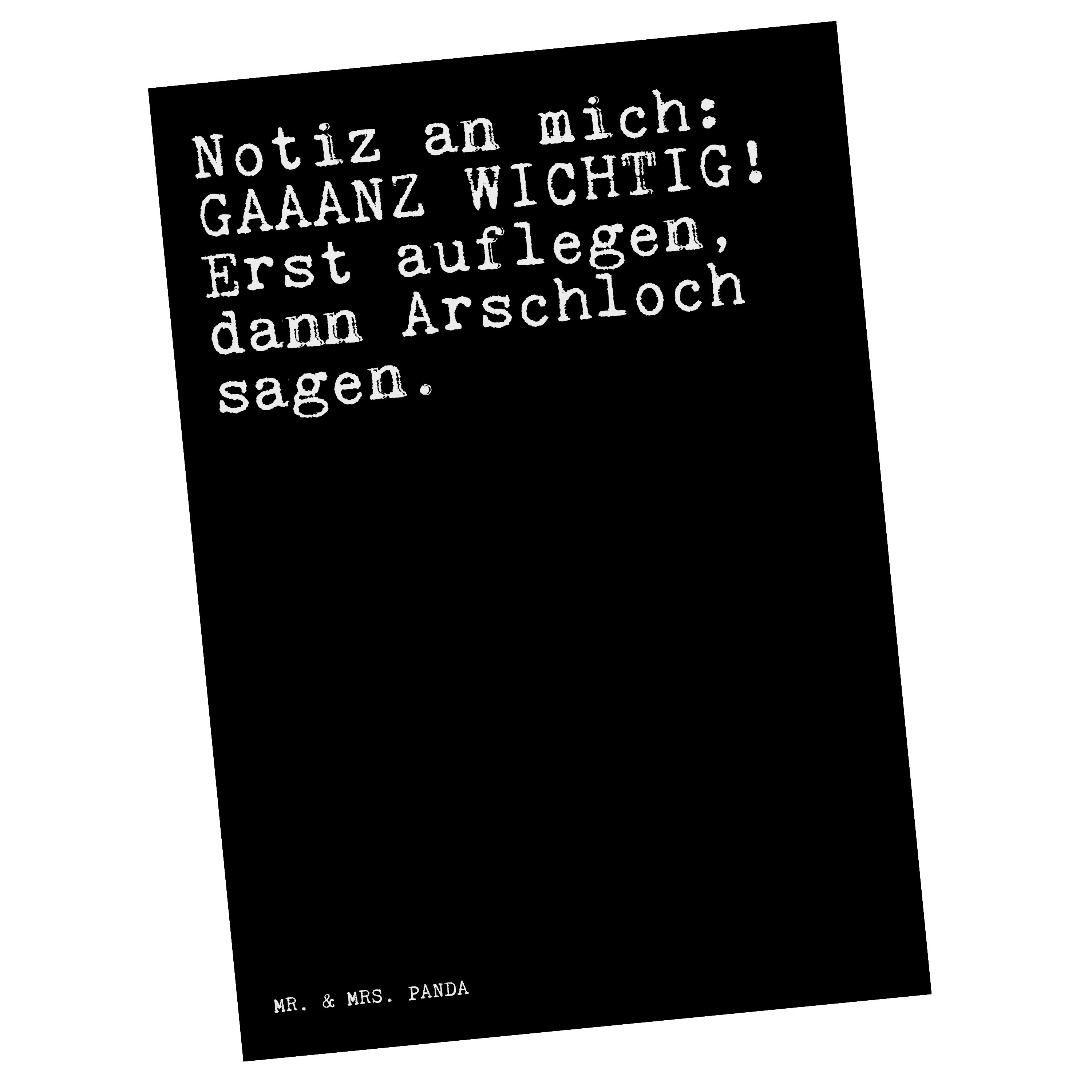 Mr. & Mrs. Panda Postkarte »Notiz an mich GAAANZ... Schwarz