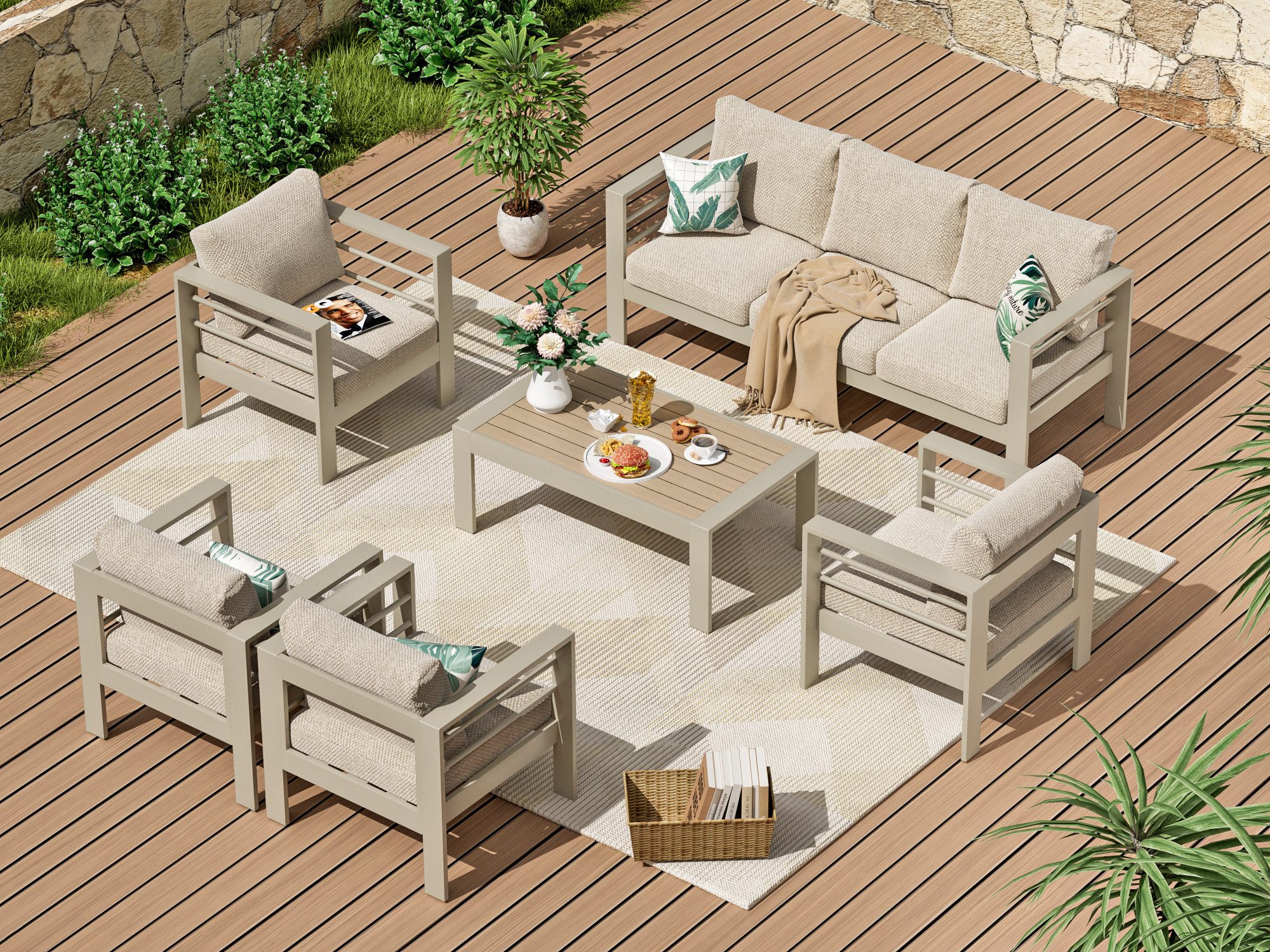 MeXo Gartenlounge-Set XXL Gartenmöbel Set Aluminium günstig online kaufen