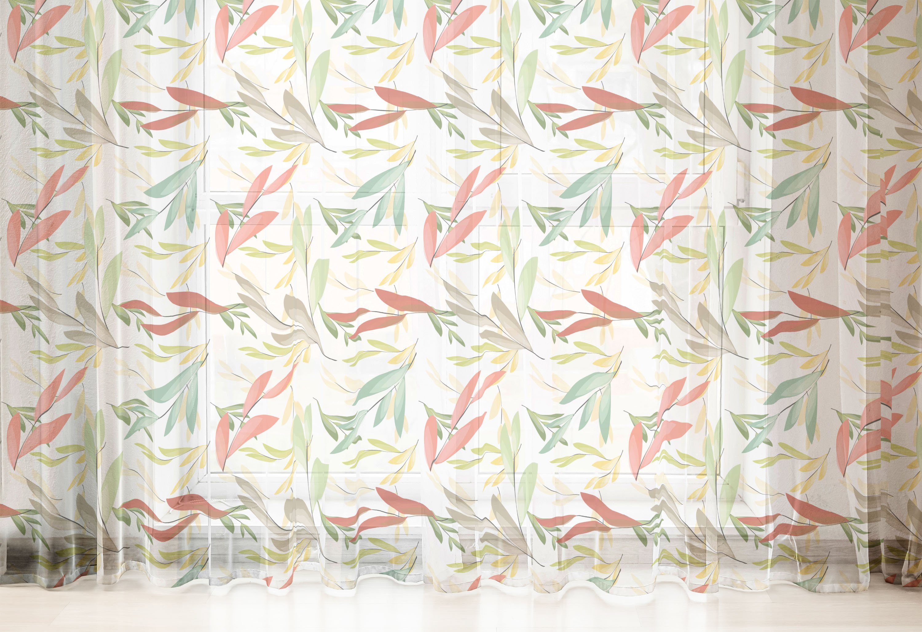 Gardine schiere Drapierung für Abakuhaus, Party Auszugs-Blätter Hochzeit Bunt 2 Panels