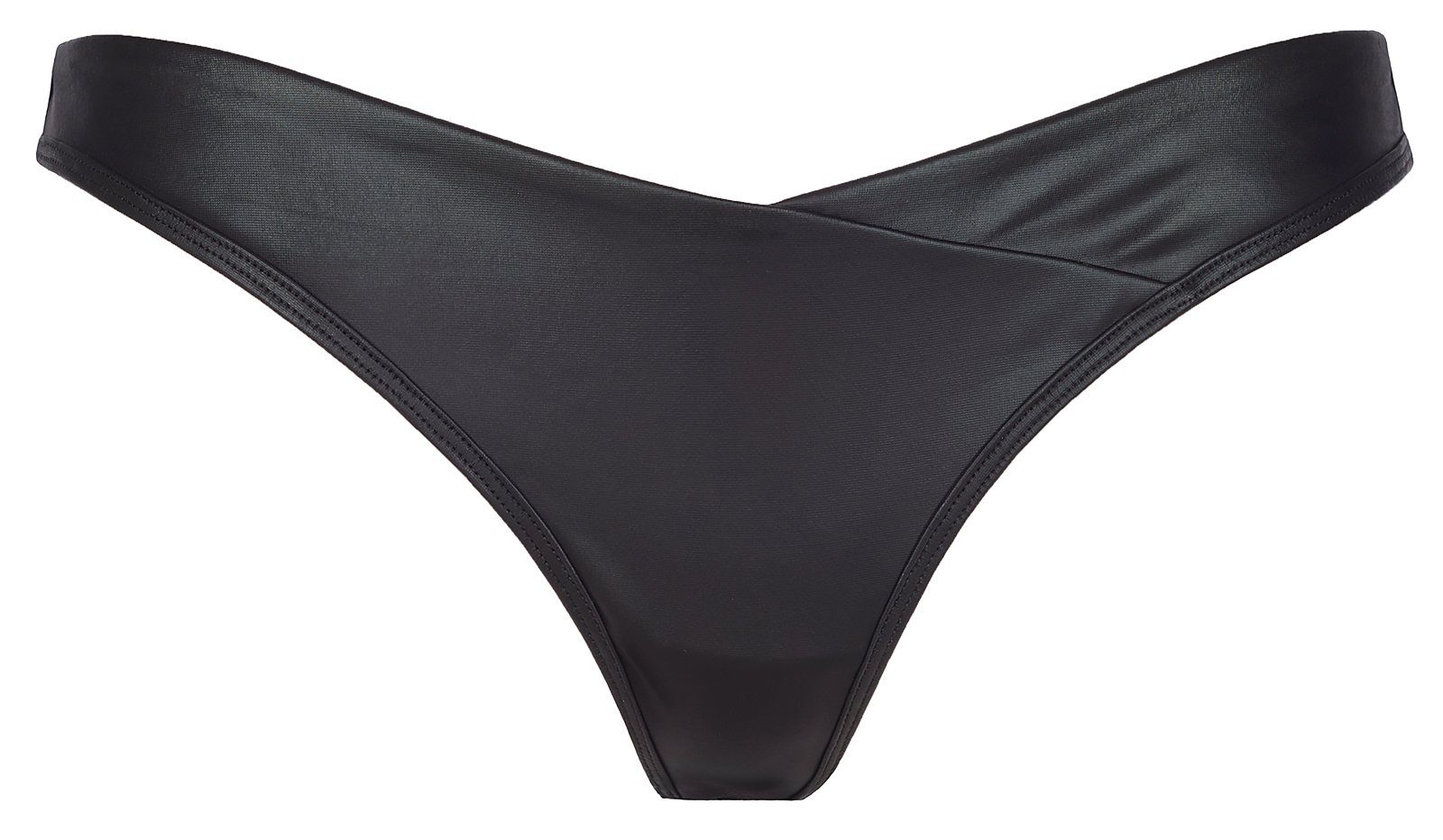 String Kunstleder String schwarz Latexlook elastisch Slip Wetlook