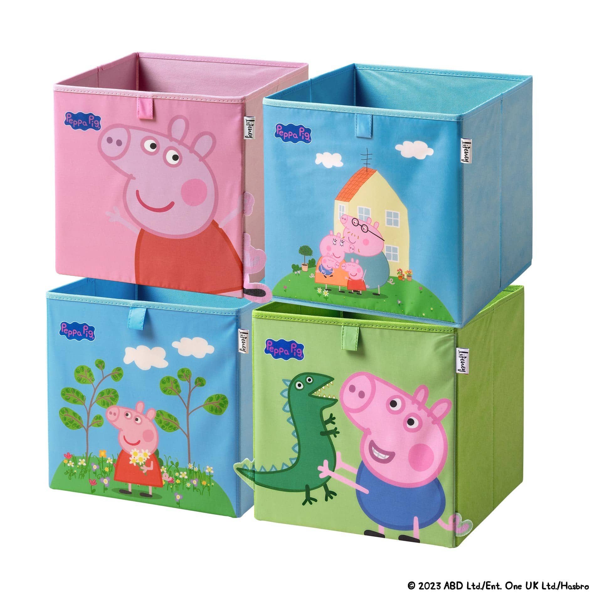 Lifeney Aufbewahrungsbox Peppa Wutz Aufbewahrungsboxen für Kinder 4er Set – 30 x 30 x 30 cm