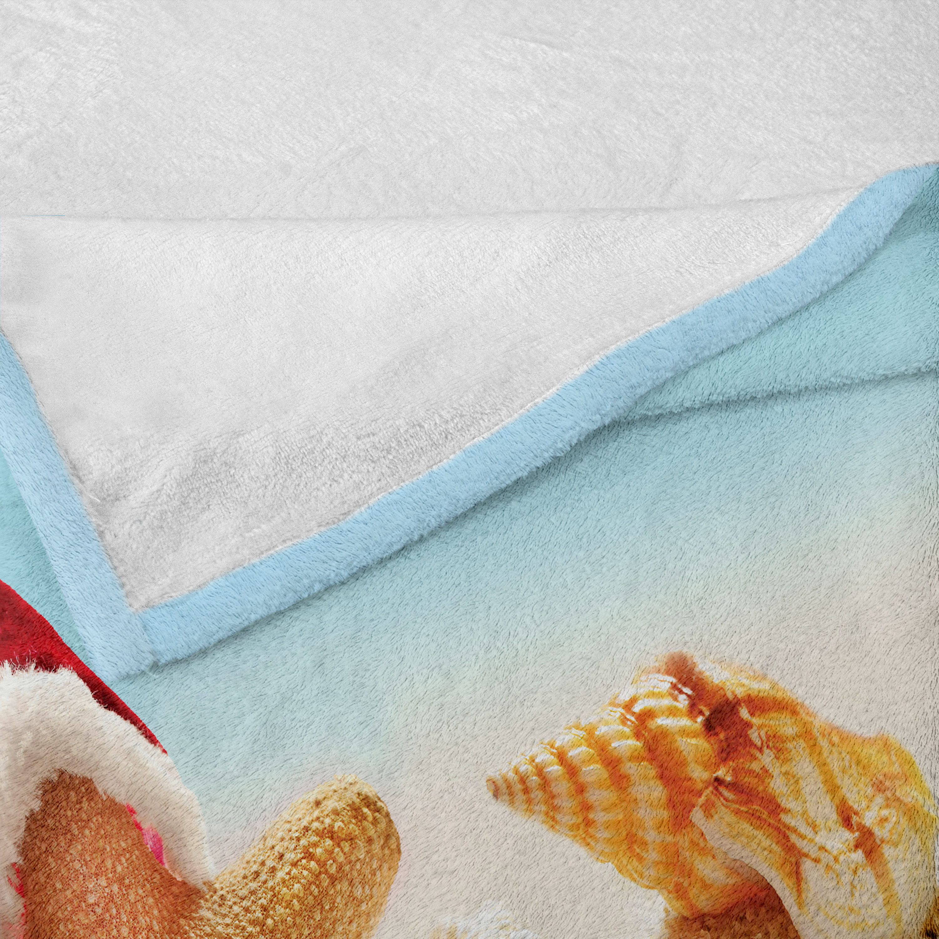 Wohndecke Gemütlicher Plüsch für den Innen- und Außenbereich, Abakuhaus, Weihnachtsmann Seestern exotischer Strand