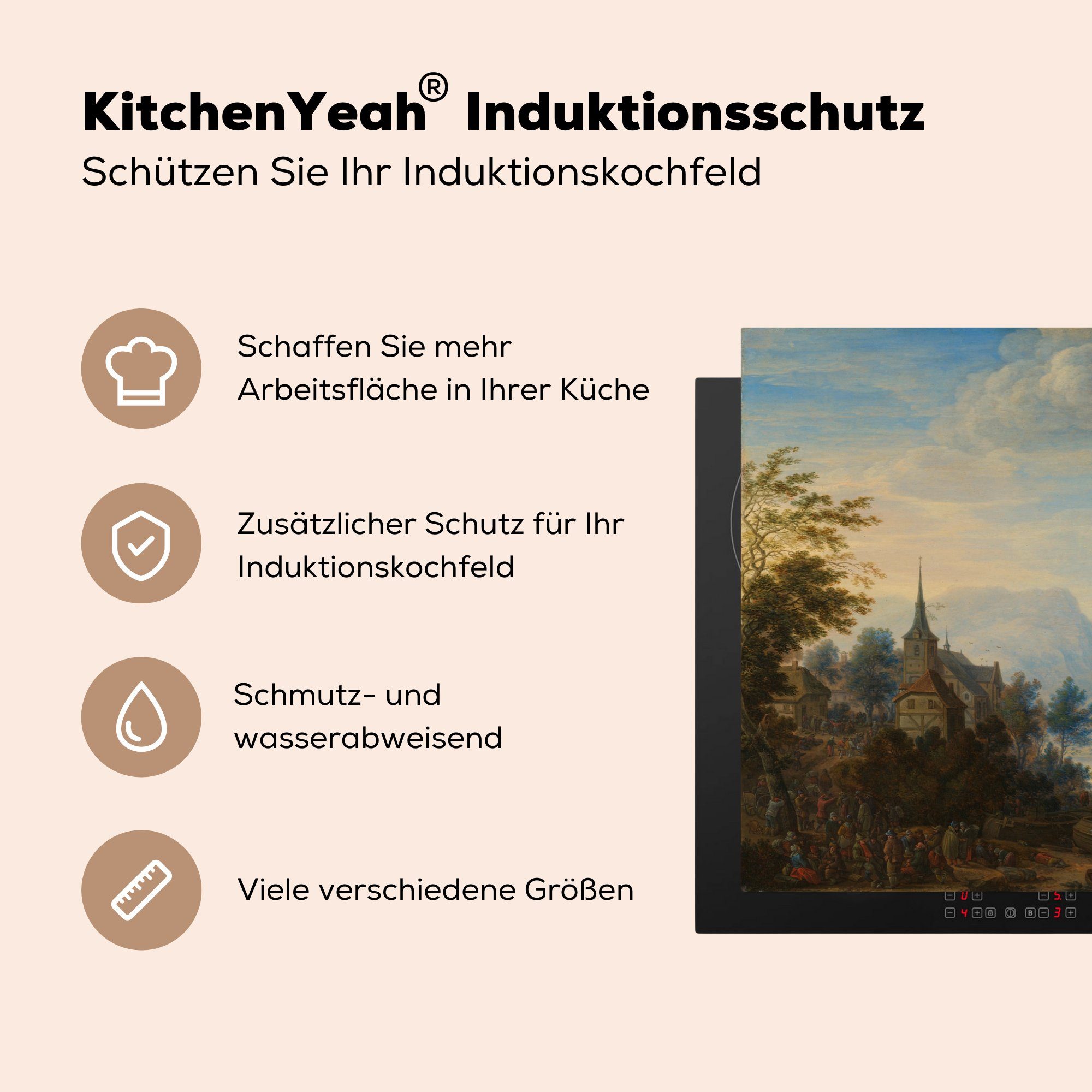 Herman - 81x52 Reineck cm, Schutz auf Blick Ceranfeldabdeckung Vinyl, Induktionskochfeld Gemälde für küche, die bei den Herdblende-/Abdeckplatte MuchoWow (1 Rhein von Saftleven, tlg),