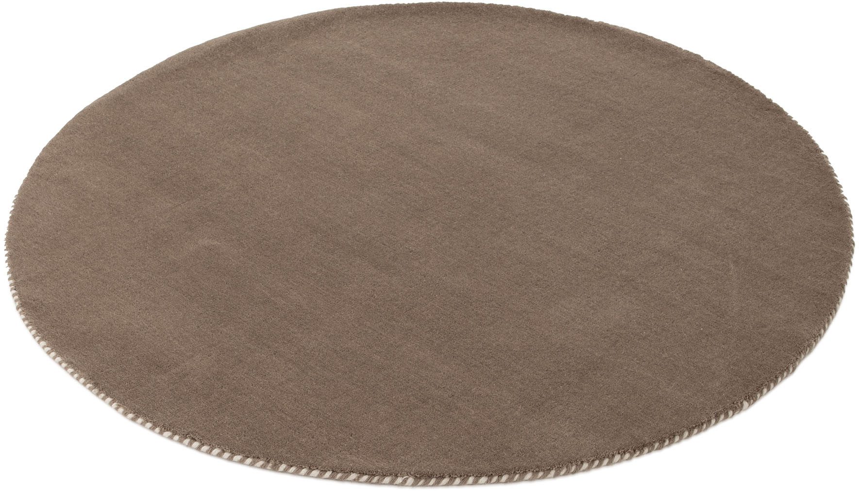 carpetfine Wollteppich Gabbeh Lola Uni, rund, Höhe: 14 mm, mit natürlichem Pflanzenmaterial von Hand gewebt, auch als Läufer
