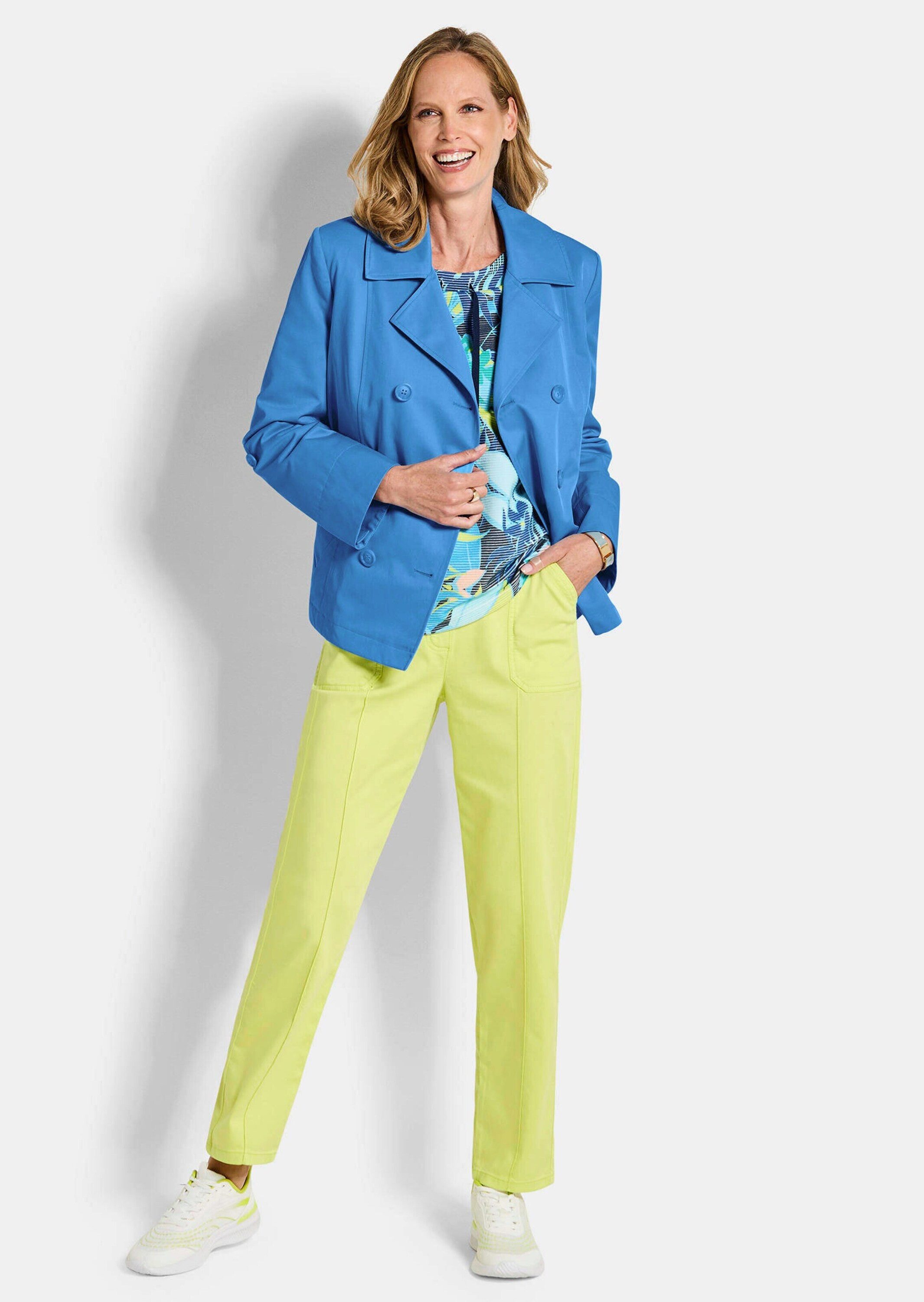 GOLDNER Jerseyblazer Elegante Kurzjacke mit Reverskragen Baumwolljacke mit Revers, Taschen, Ziernähten und Langarm