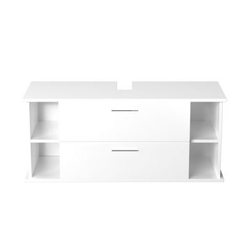 GARLIVO Waschbeckenunterschrank GLA-120 mit Schubladen, Badezimmer Waschtischunterschrank, Weiß Breite 120 cm, Soft-Close, Push-to-Open/ Tip-On, Hängend