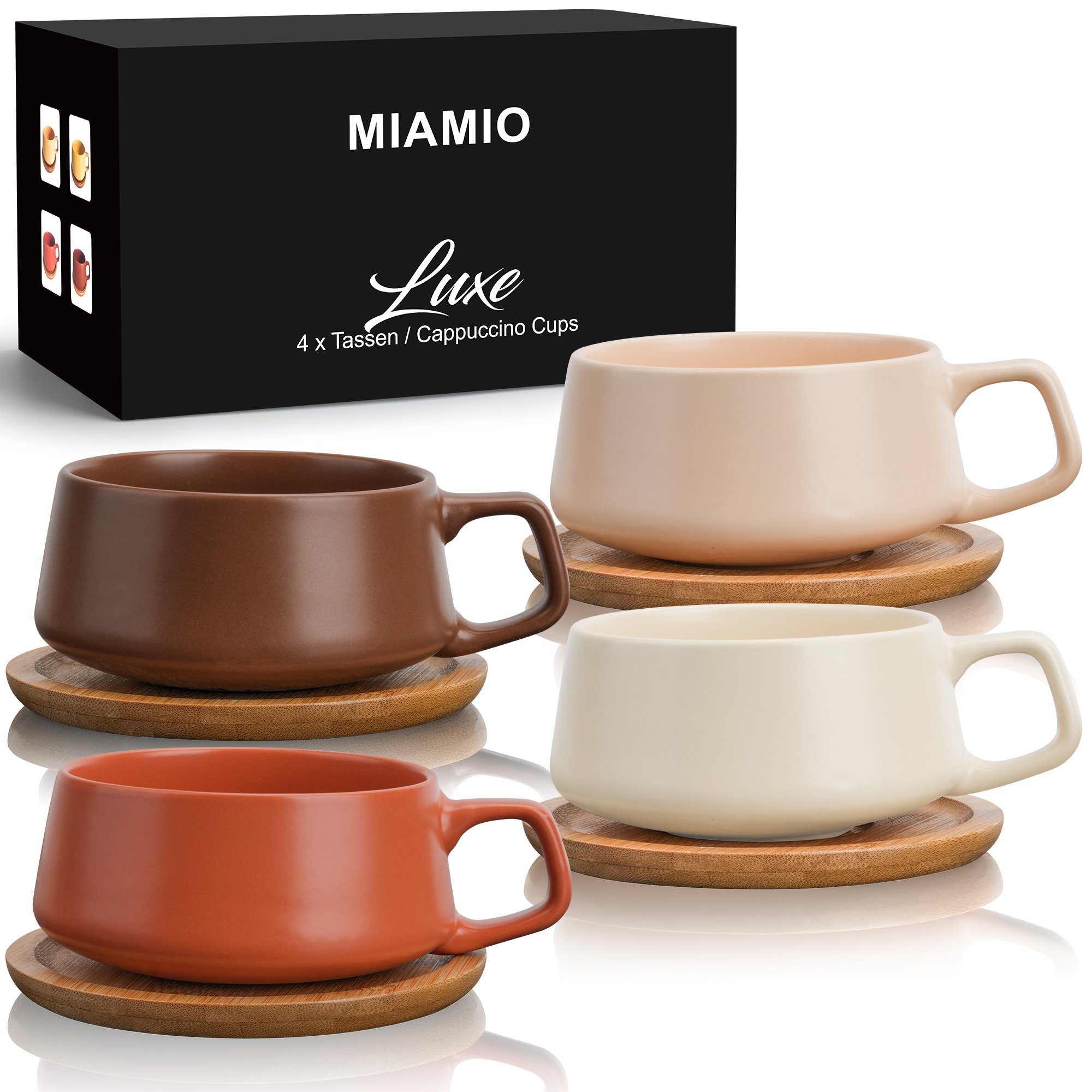 MiaMio Cappuccinotasse 4 x 320 ml Чашки капучіно Set, Cappuccino Чашки (Beige Pastell)