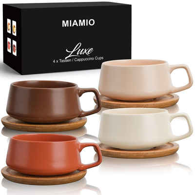 MiaMio Cappuccinotasse 4 x 320 ml Cappuccinotassen Set, Cappuccino Tassen (Beige Pastell)