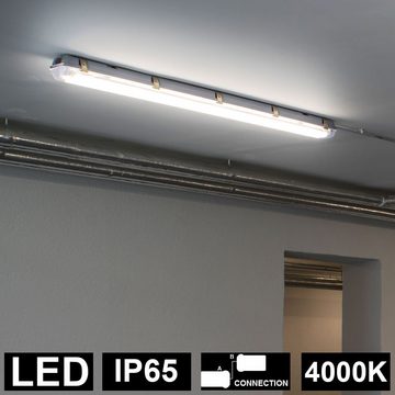 etc-shop LED Deckenleuchte, LED-Leuchtmittel fest verbaut, Neutralweiß, Wannenleuchte Deckenlampe Feuchtraumlampe LED Röhre Kellerlampe 6x