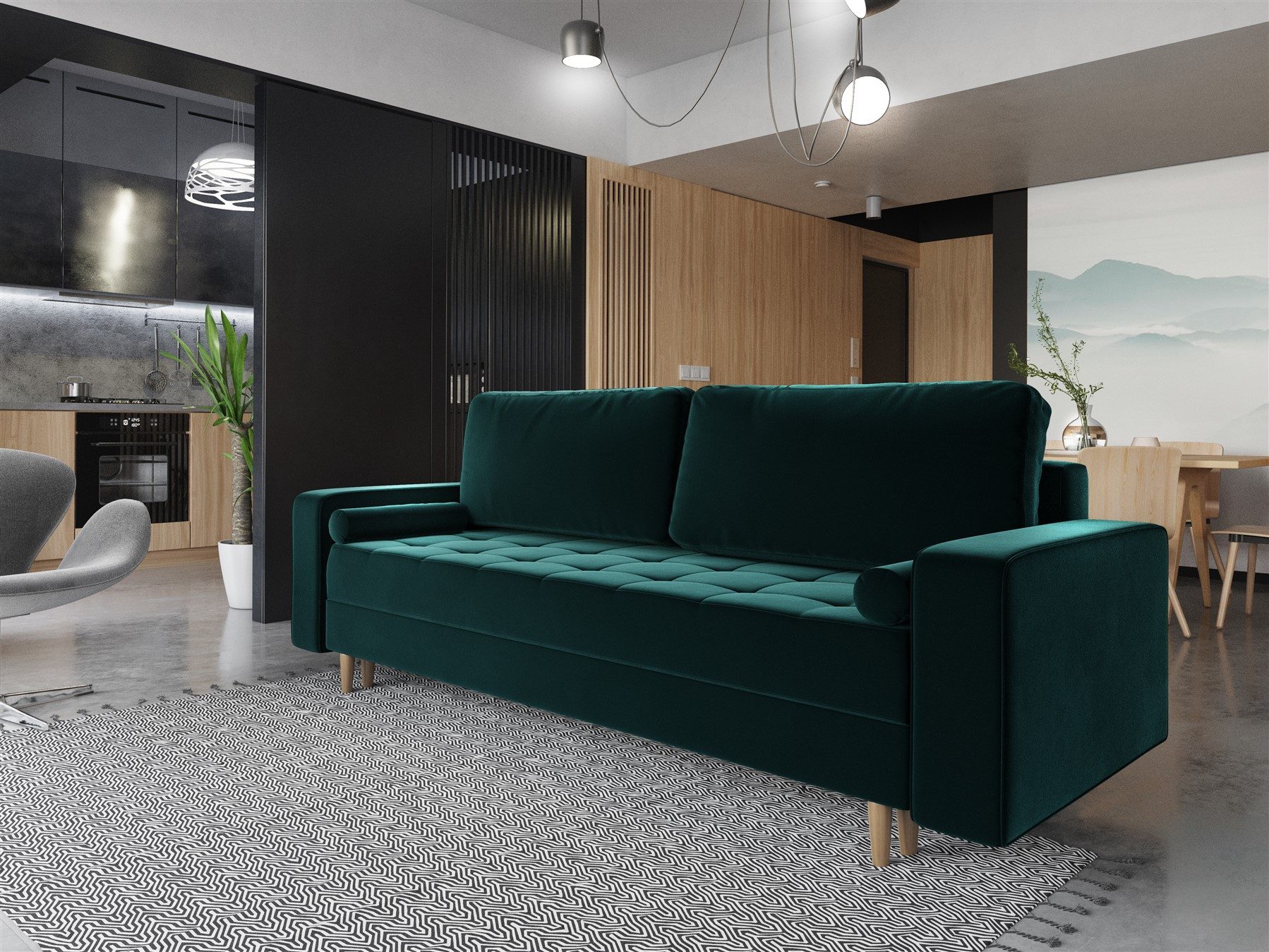 Fun Möbel 3-Sitzer Sofa BELANO mit Schlaffunktion in Stoff Itaka, inkl. Bettkasten, Rundumbezug
