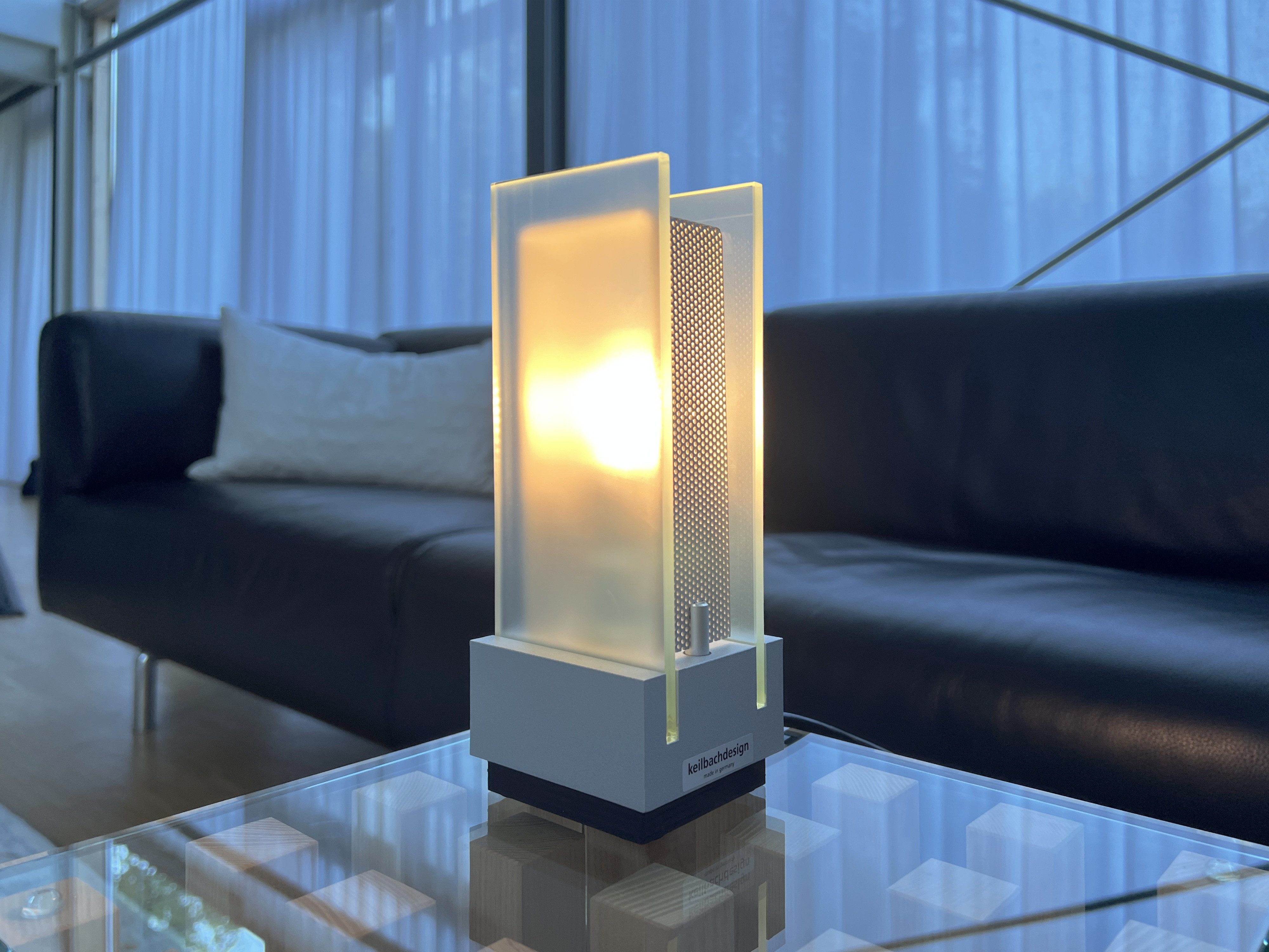 Keilbach Designprodukte LED Tischleuchte twix.table, LED wechselbar, LED Tischlampe, 8 x 8 x 20 cm