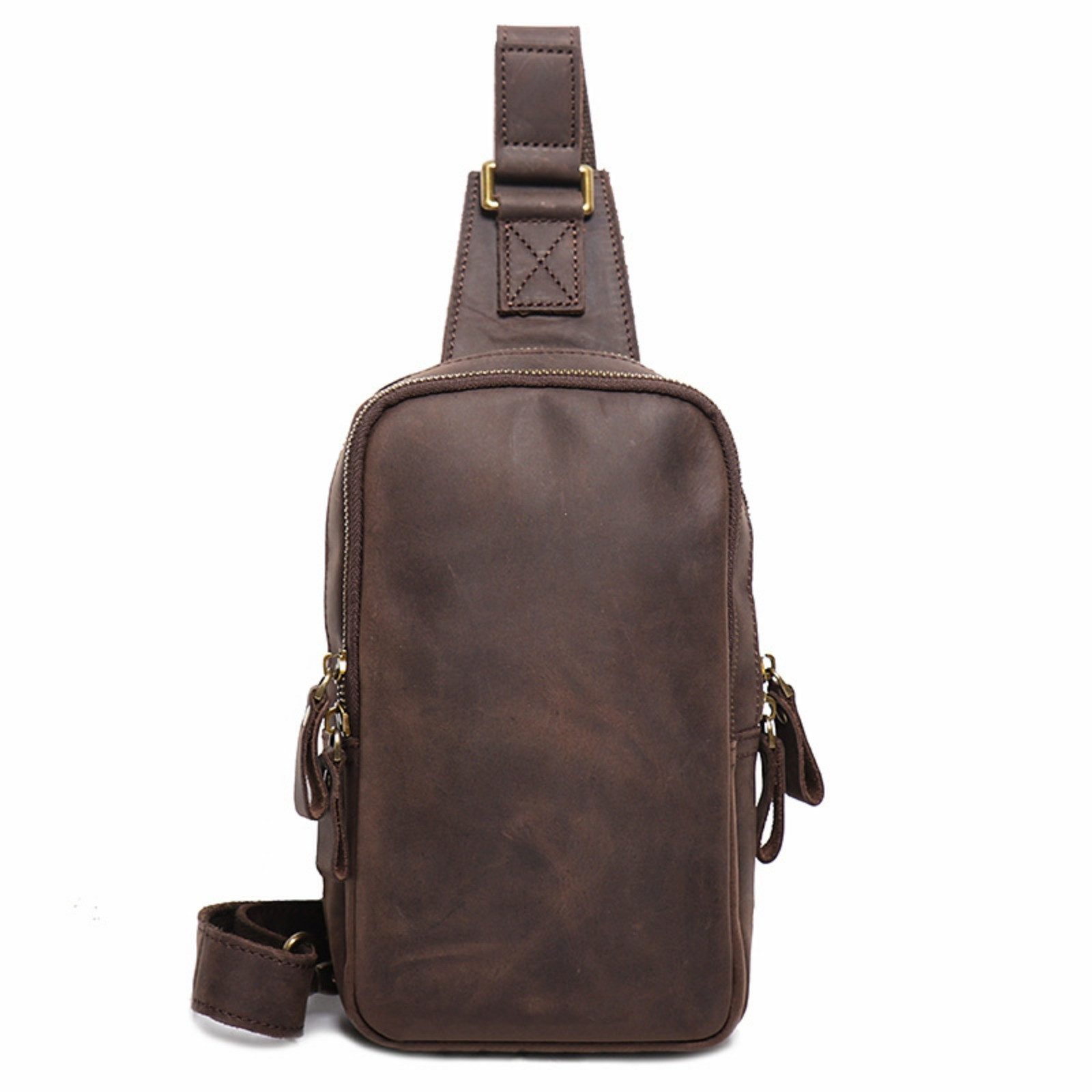 YUBRO-STUDIO Messenger Bag Herren Brusttasche Leder günstig online kaufen