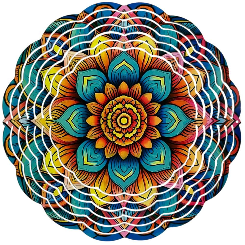 Ladreas Windspiel Edelstahl 3D Windspiel Windspinner 20cm Mandala reflektierend WI8